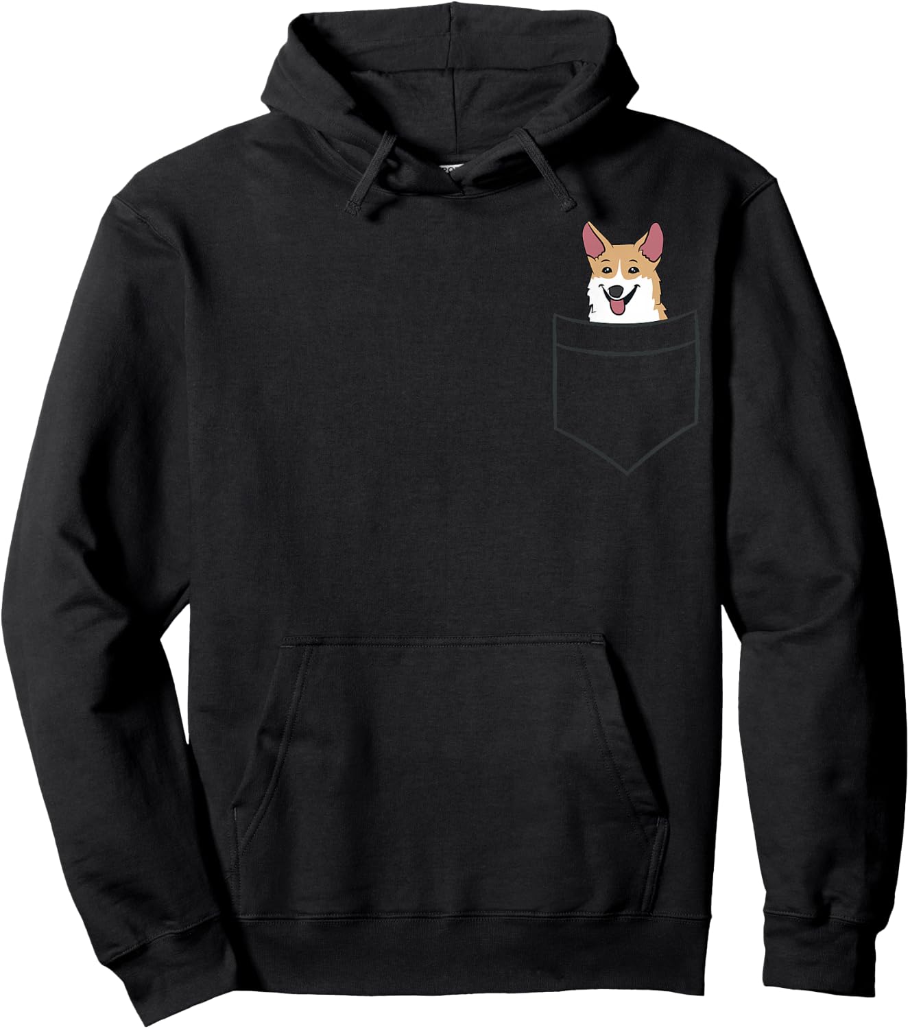 Corgi Dog In The Pocket Cute Dog Pocket Welsh Corgi Hoodie - Hoodie | Black