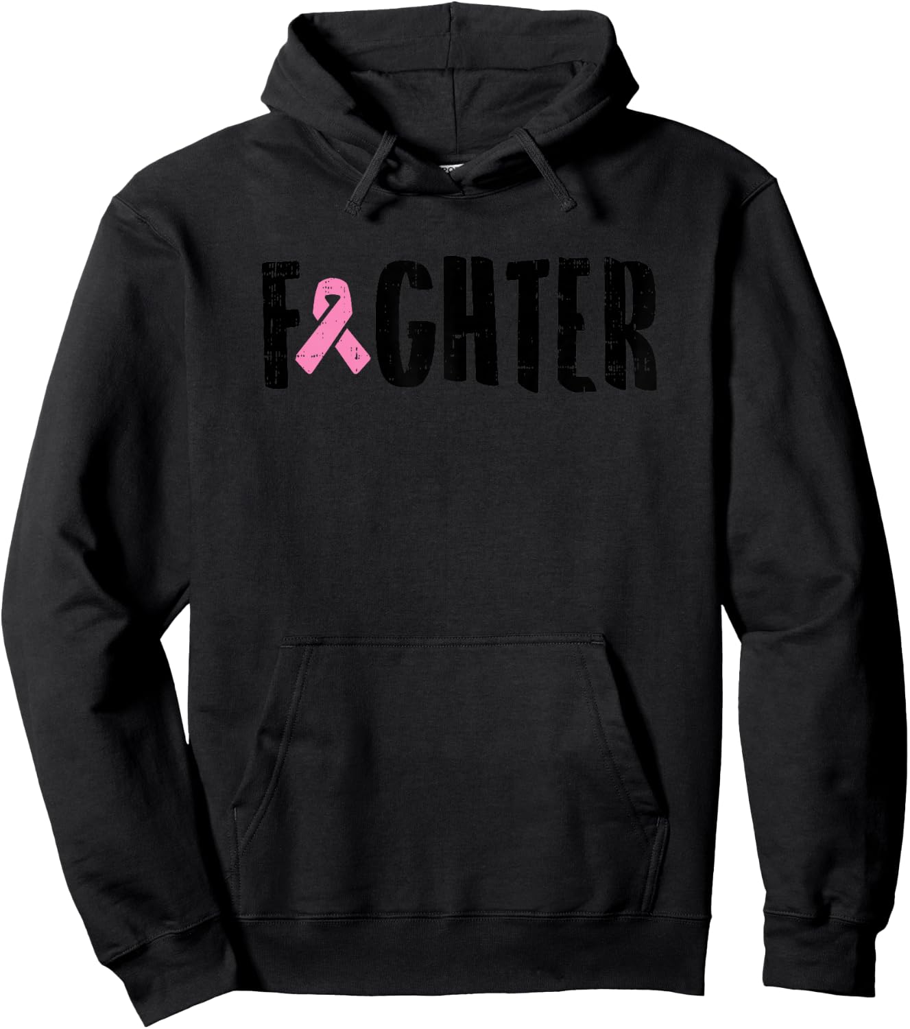 Fighter Pink Ribbon Breast Cancer Awareness Warrior Gift Hoodie - Hoodie | Black
