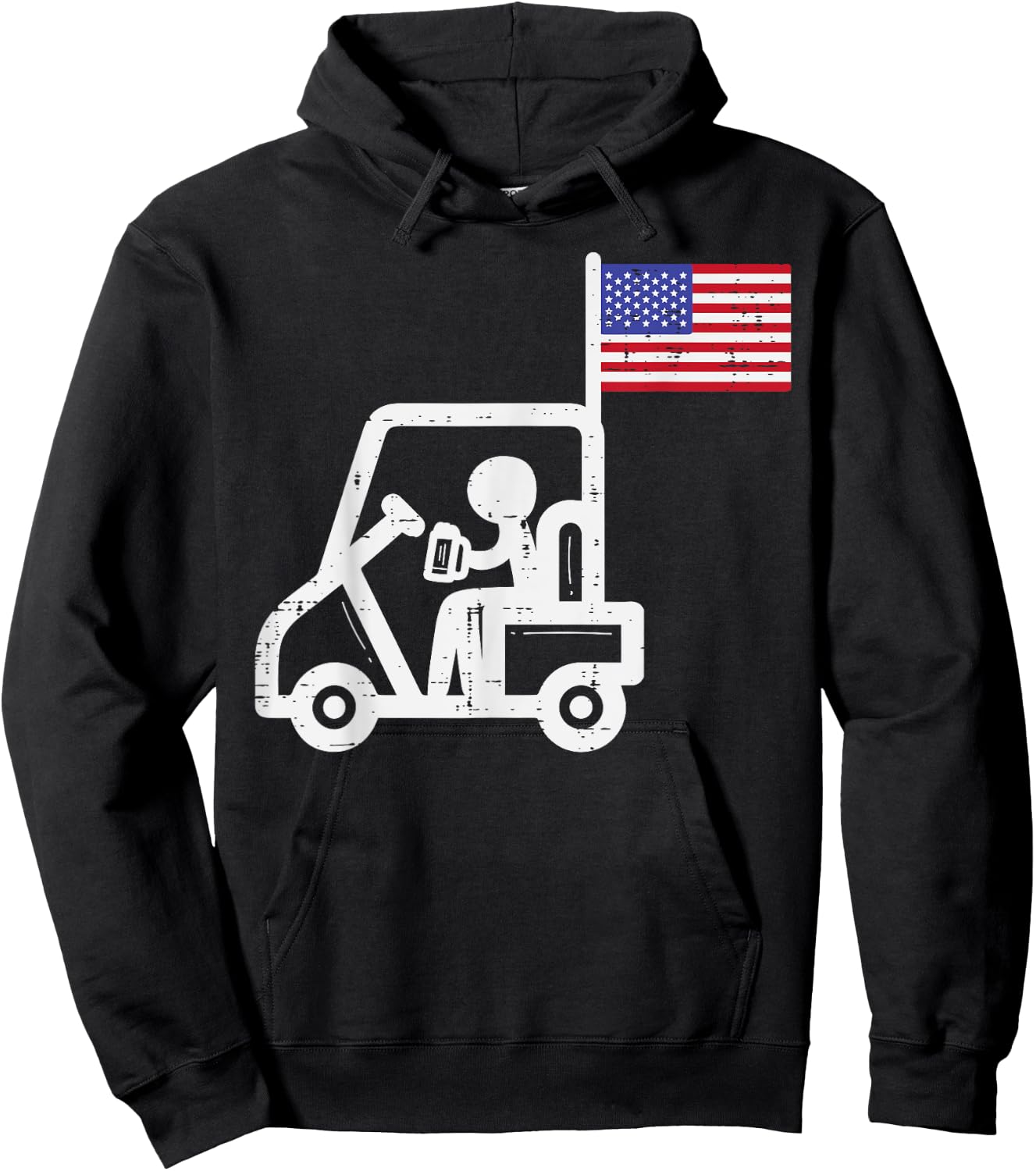 Golf Cart Flag Beer Funny Golfing Drinking Golfer Men Women Hoodie - Hoodie | Black