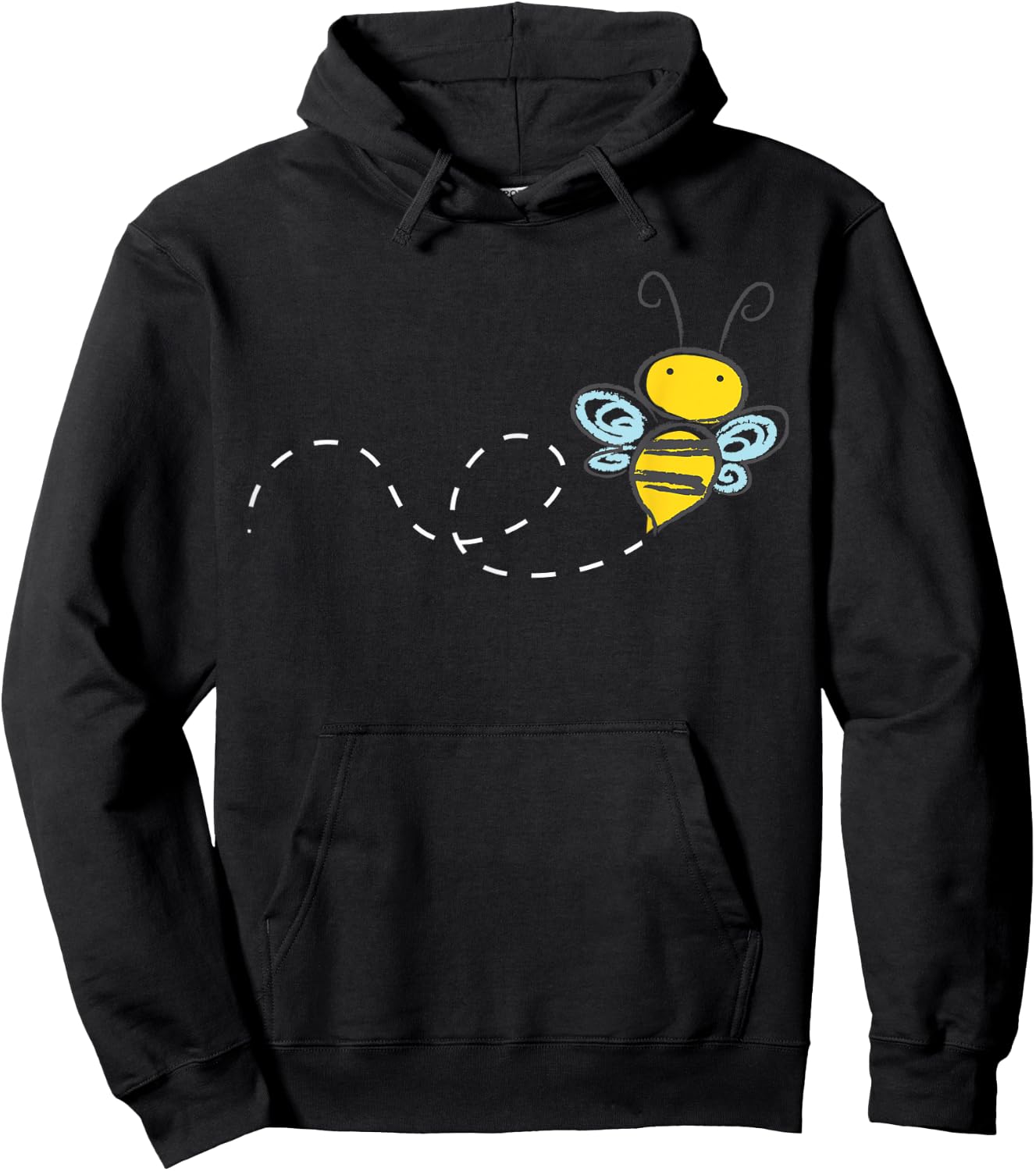 Bee Cartoon Bumble Honey Buzz Sketch Yellow Hoodie - Hoodie | Black