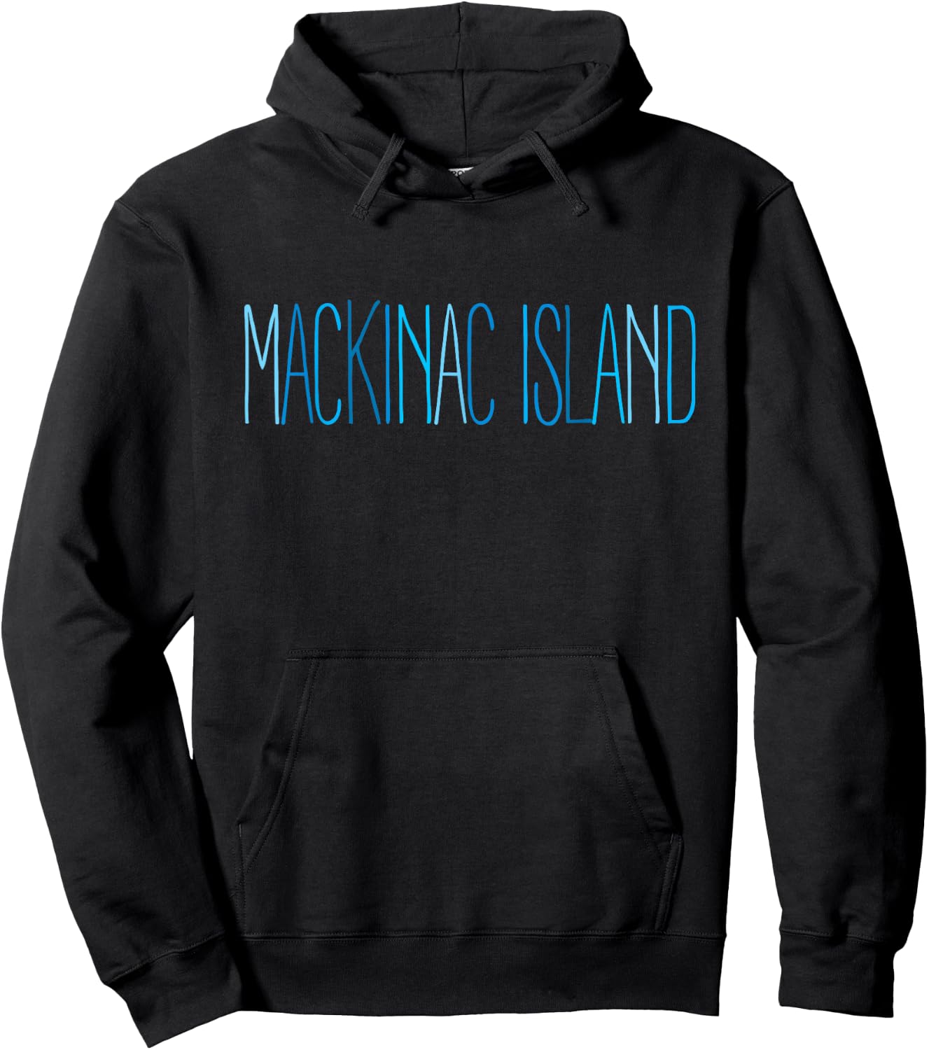 Mackinac Island Michigan Blue Lettering Hoodie - Hoodie | Black