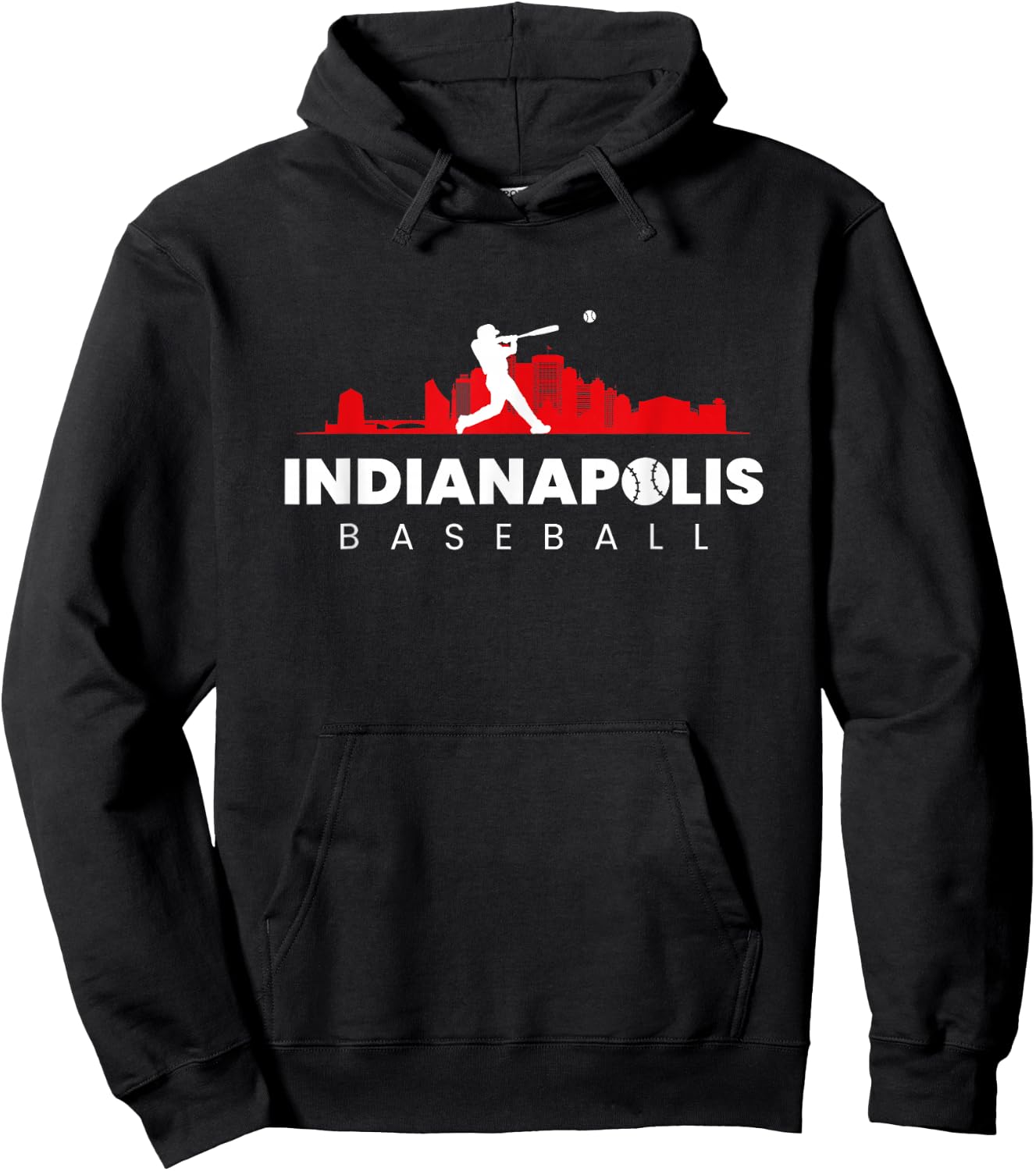 Indianapolis Baseball Vintage Minimal Retro Baseball Lover Hoodie - Hoodie | Black