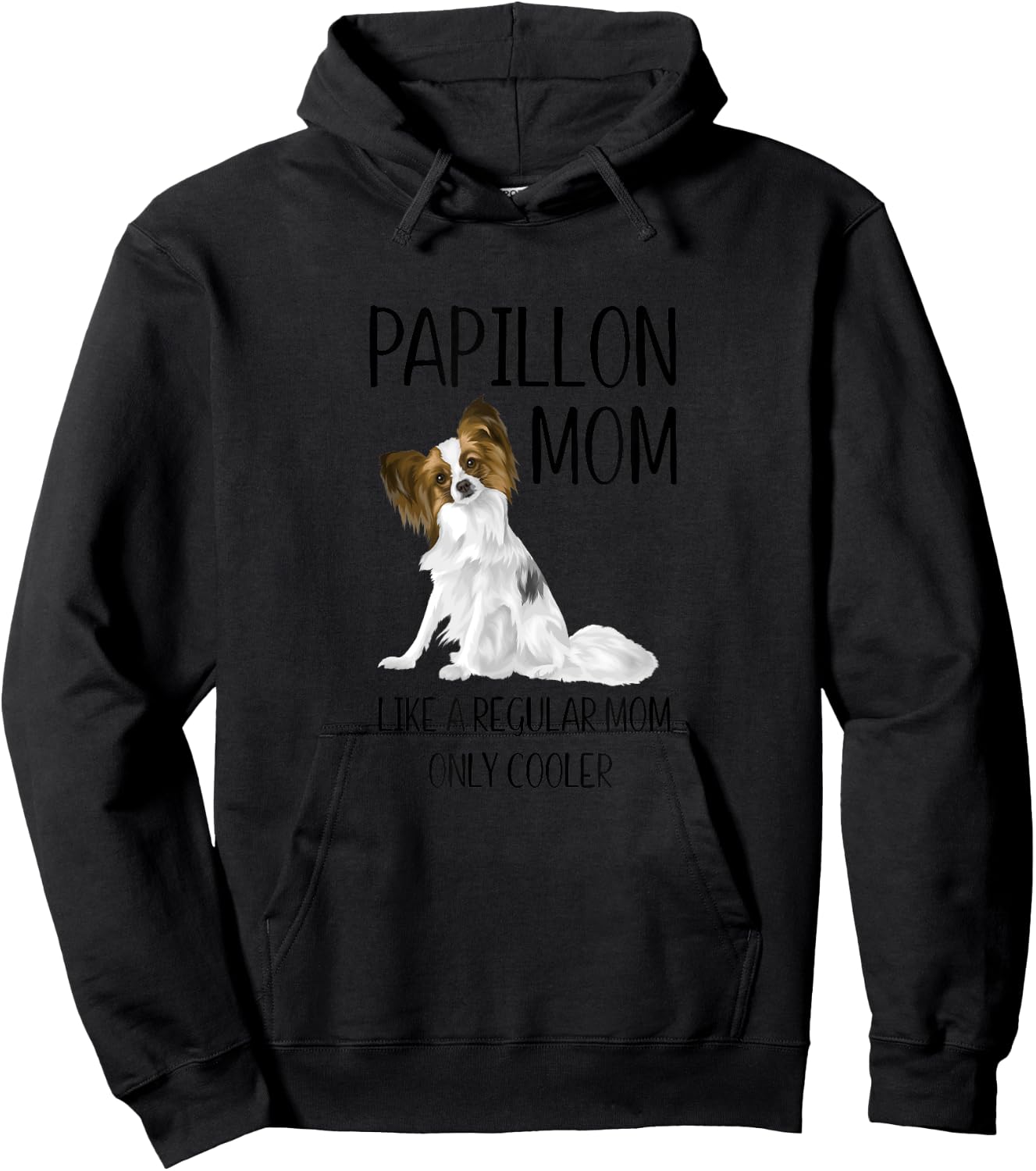 PAPILLON MOM cute funny design girls Gift Hoodie - Hoodie | Black