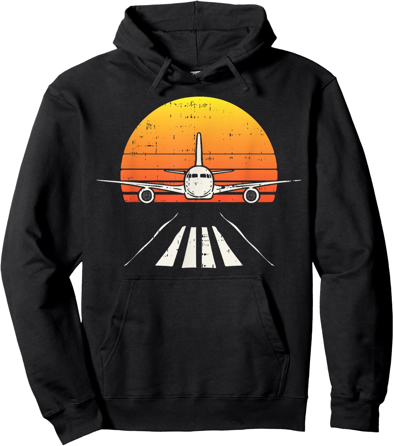 Landing Airplane Retro Aeroplane Pilot Aviation Lover Gift Hoodie - Hoodie | Black