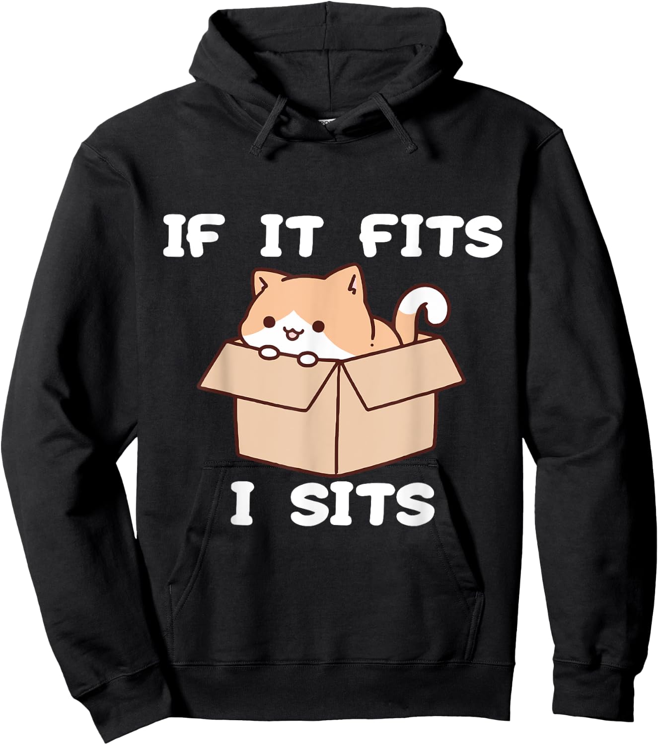 If It Fits I Sits Funny Cat Meme Women Hoodie - Hoodie | Black