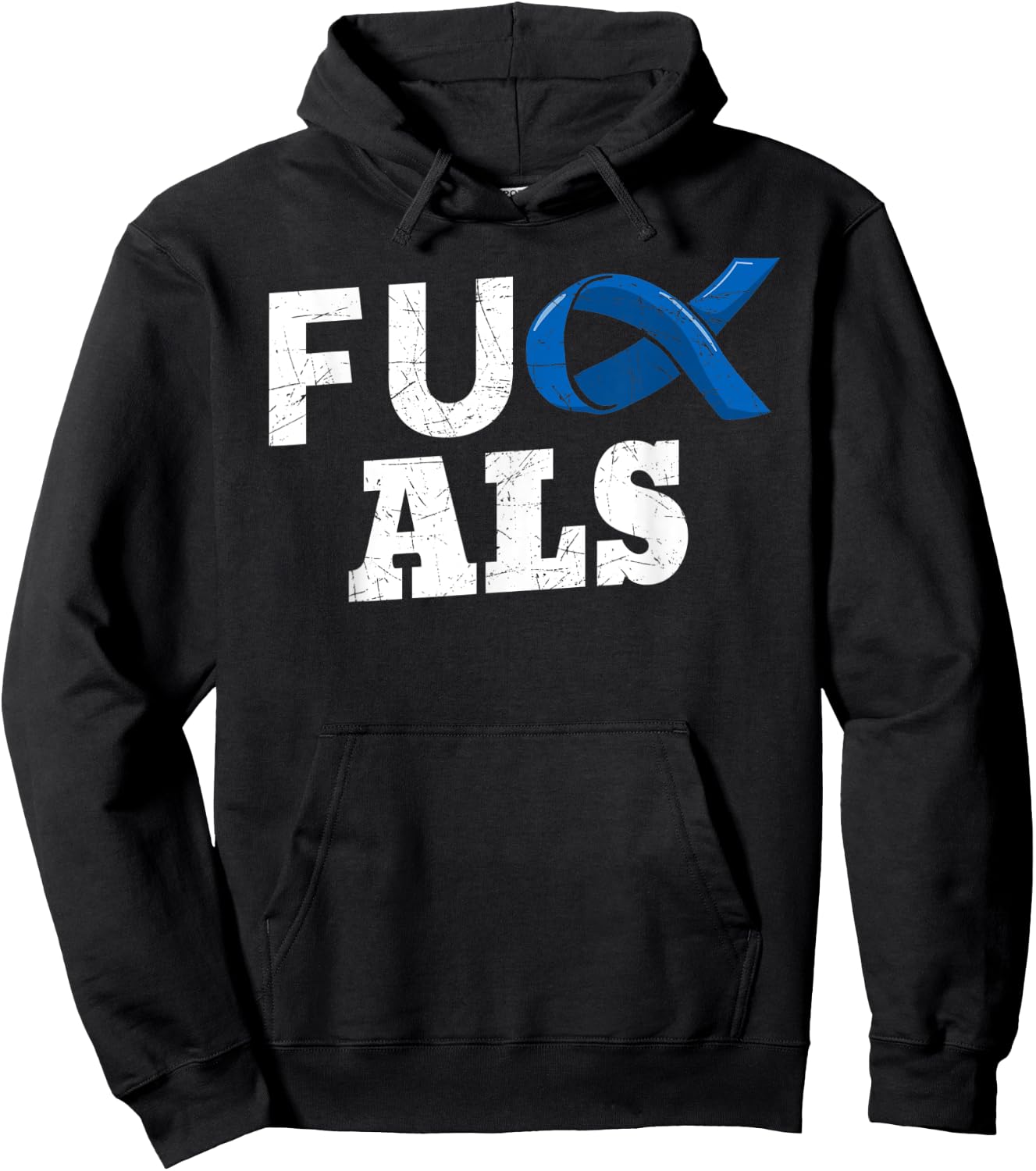 ALS Disease Lou Gehrig's Blue Ribbon Neurological Disorders Hoodie - Hoodie | Black