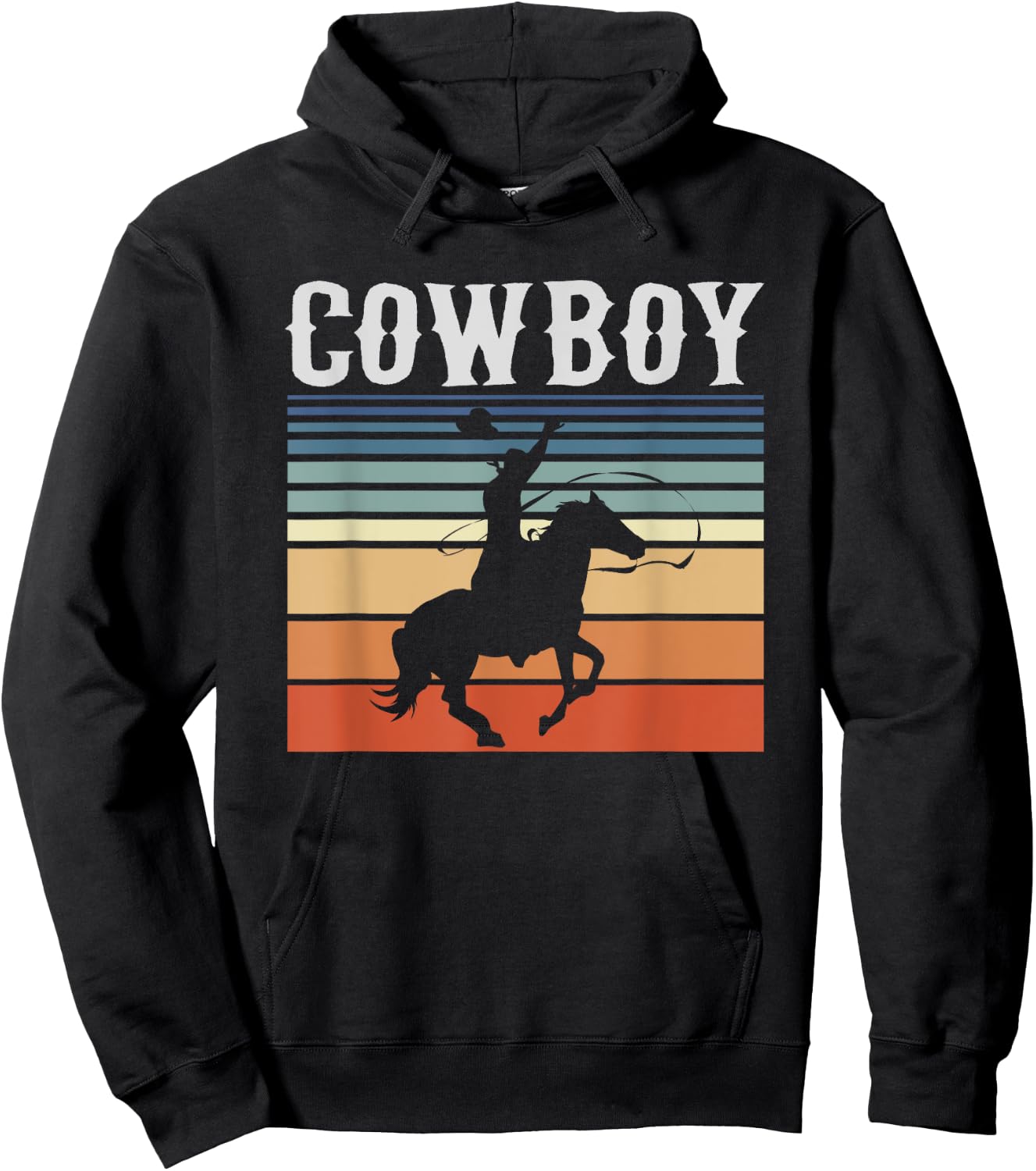 Retro Rodeo Western Bull Riding Line Dance Horse Cowboy Hoodie - Hoodie | Black