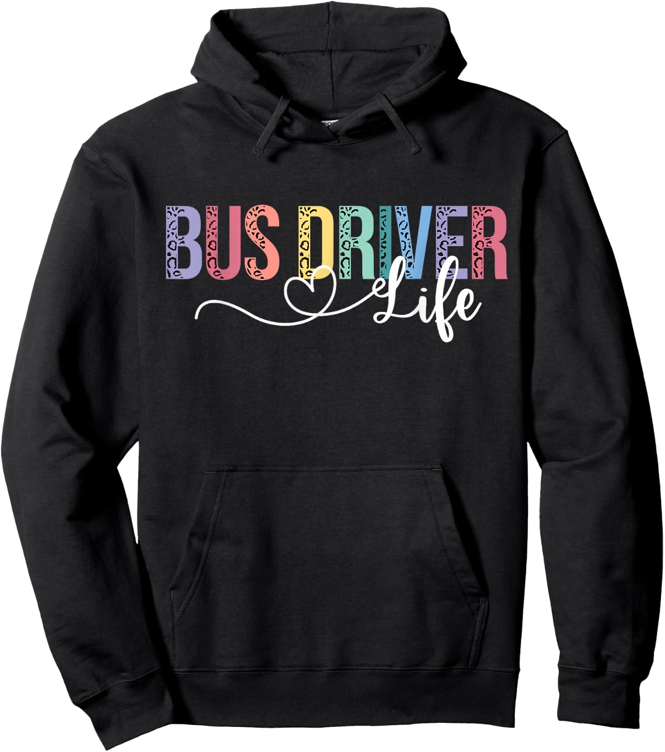 Cute Bus Driver Life Leopard Print Back To School Gift Women Hoodie - Hoodie | Black