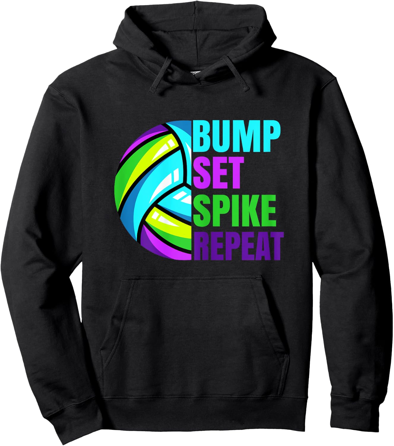 Girls Volleyball Bump Set Spike Repeat Blue Purple Teen Hoodie - Hoodie | Black