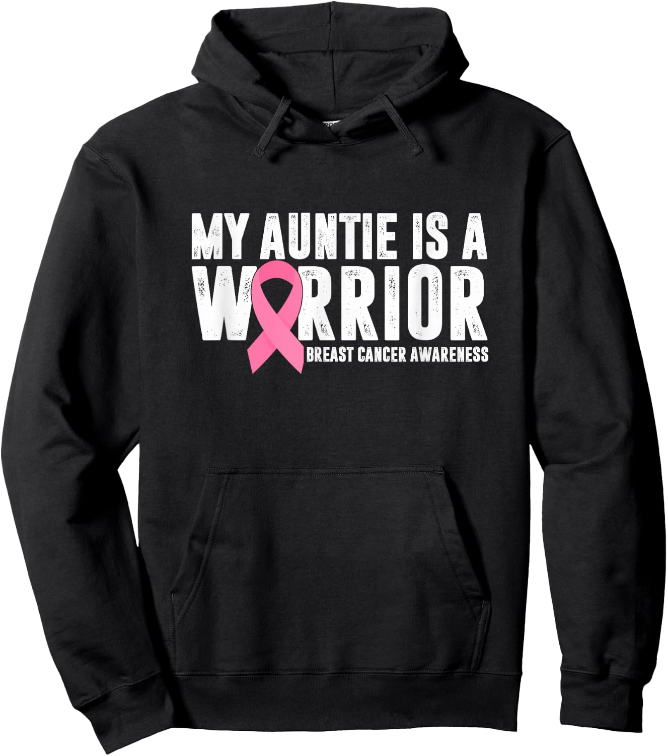 My Auntie Is A Warrior Breast Cancer Awareness Support Squad Hoodie - Hoodie | Black