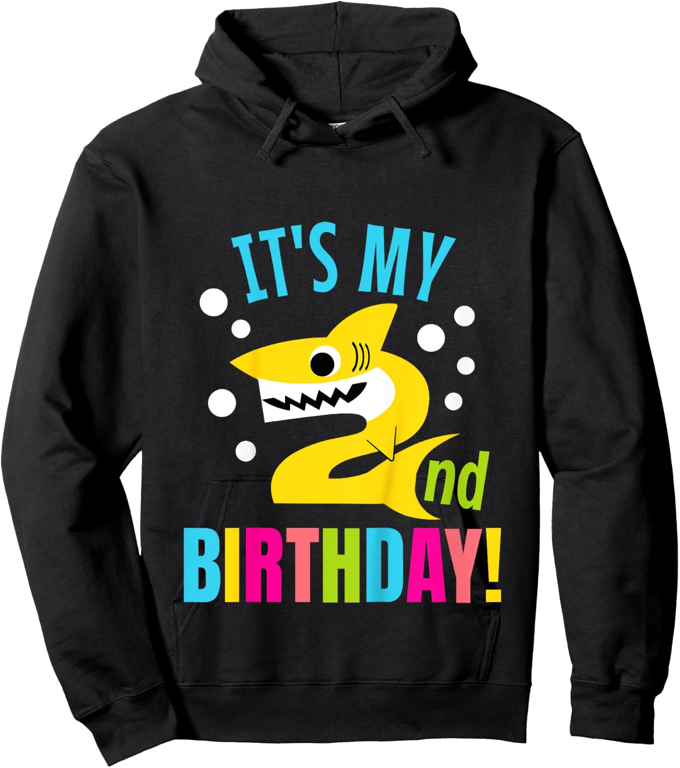 2 Year Old 2nd Shark Party Birthday Baby Gift Girls And Boys Hoodie - Hoodie | Black