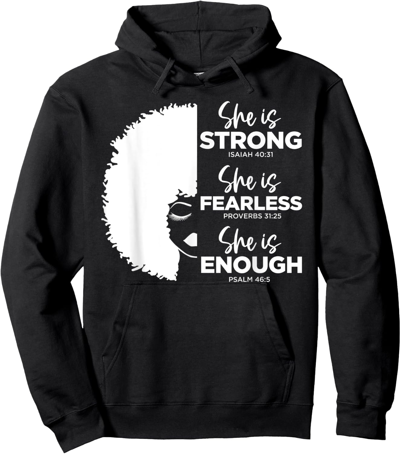 She Is Strong, She Is Fearless, She Is Enough Pull Over Hoodie - Hoodie | Black