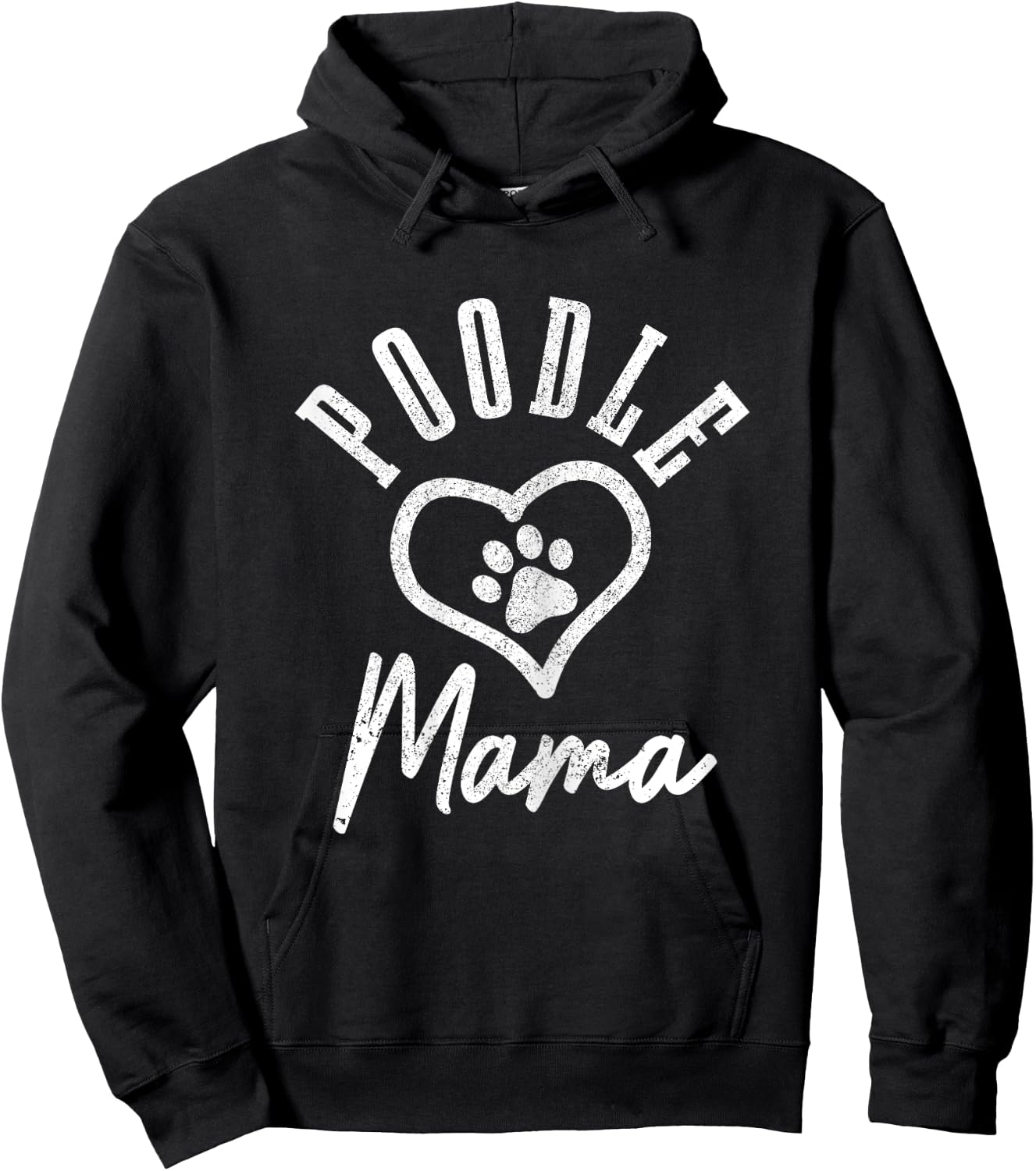 Poodle Mama Heart Dog Paw Poodle Mama Hoodie - Hoodie | Black
