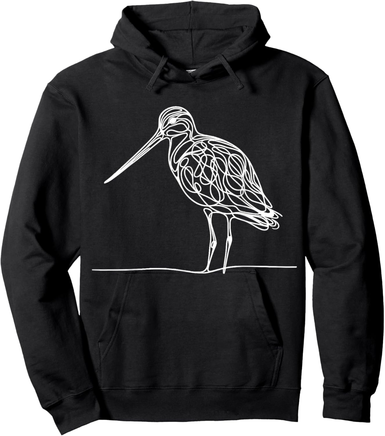 Line Art Bird & Ornithologist Marbled Godwit Hoodie - Hoodie | Black