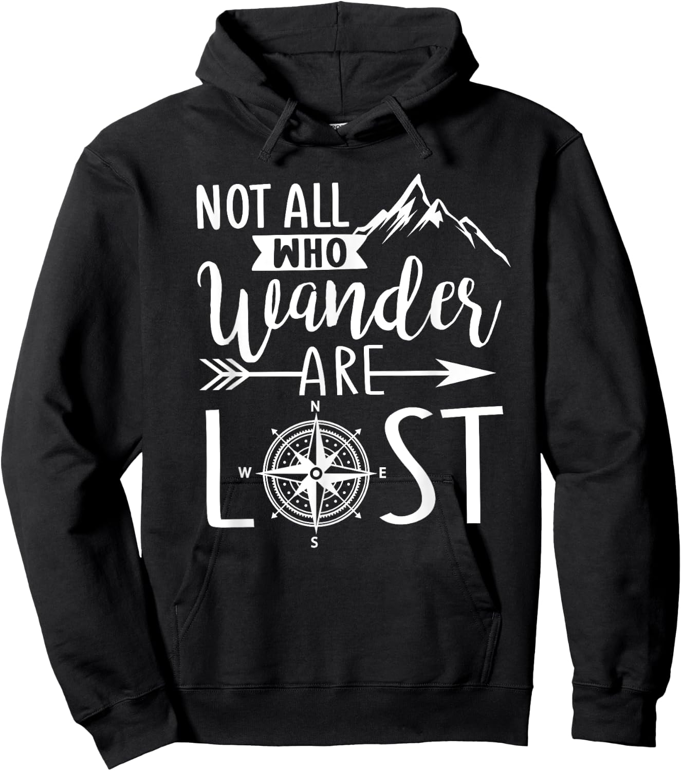 Not all who wonder are lost outdoors hiking mountain graphic Hoodie - Hoodie | Black