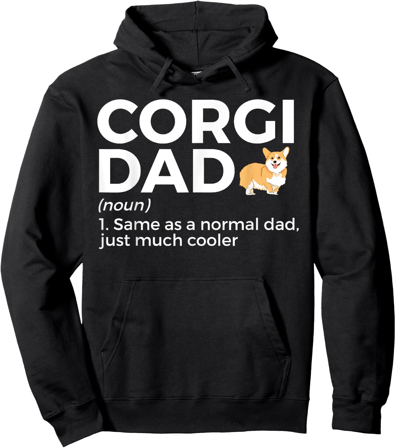 Corgi Dad Definition Funny Pet Corgi Dog Lover Father's Day Men Women Kids Hoodie - Hoodie | Black