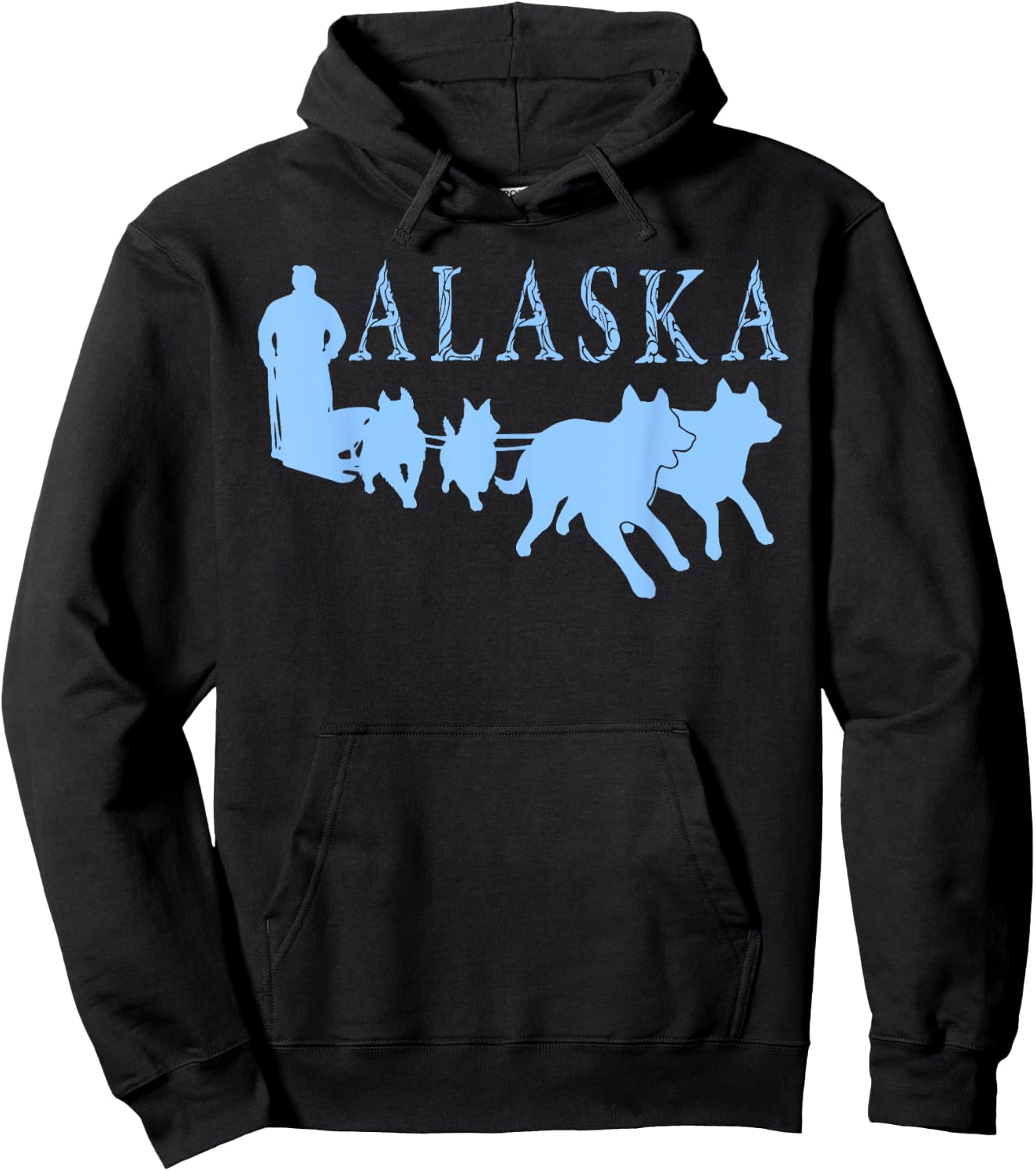 Alaska Sled Dogs Mushing Team Snow Sledding Mountain Scene Hoodie - Hoodie | Black