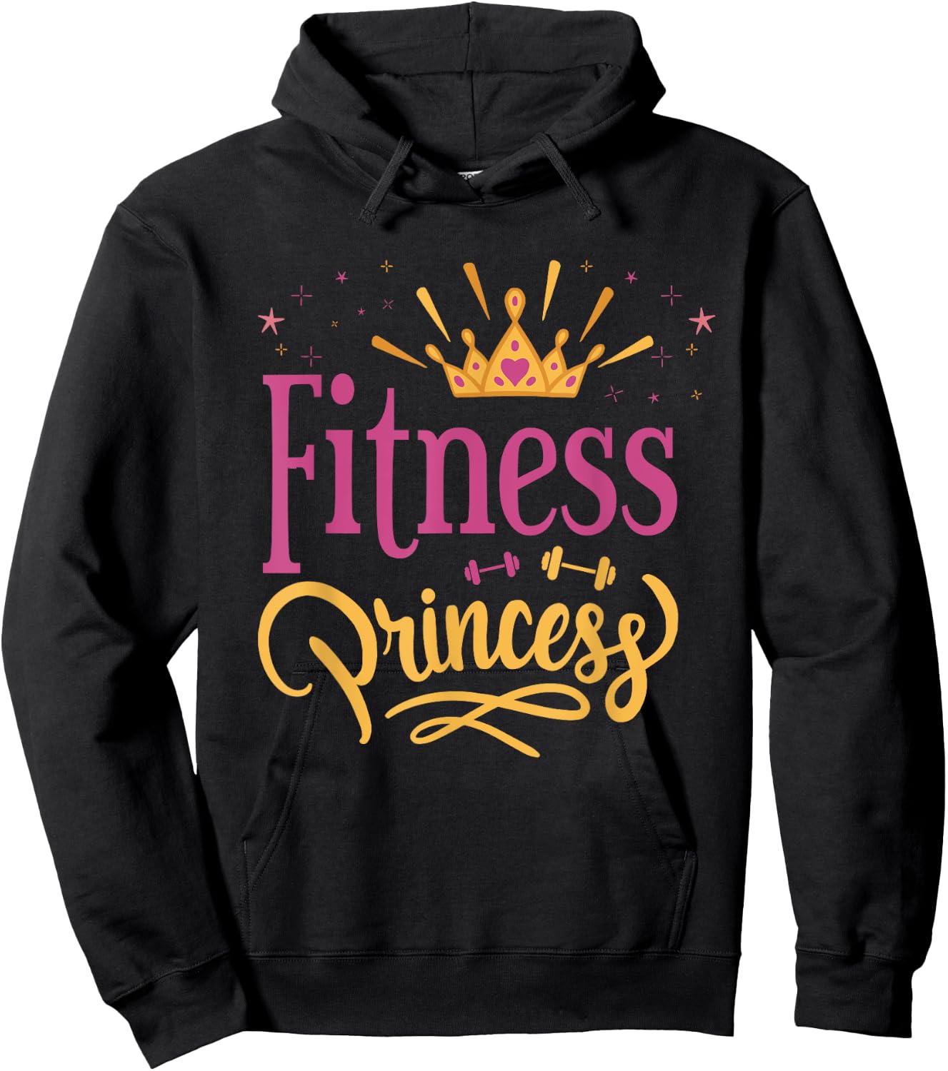 Cute Fitness Princess Girl's With Crown Workout Bodybuilding Hoodie - Hoodie | Black