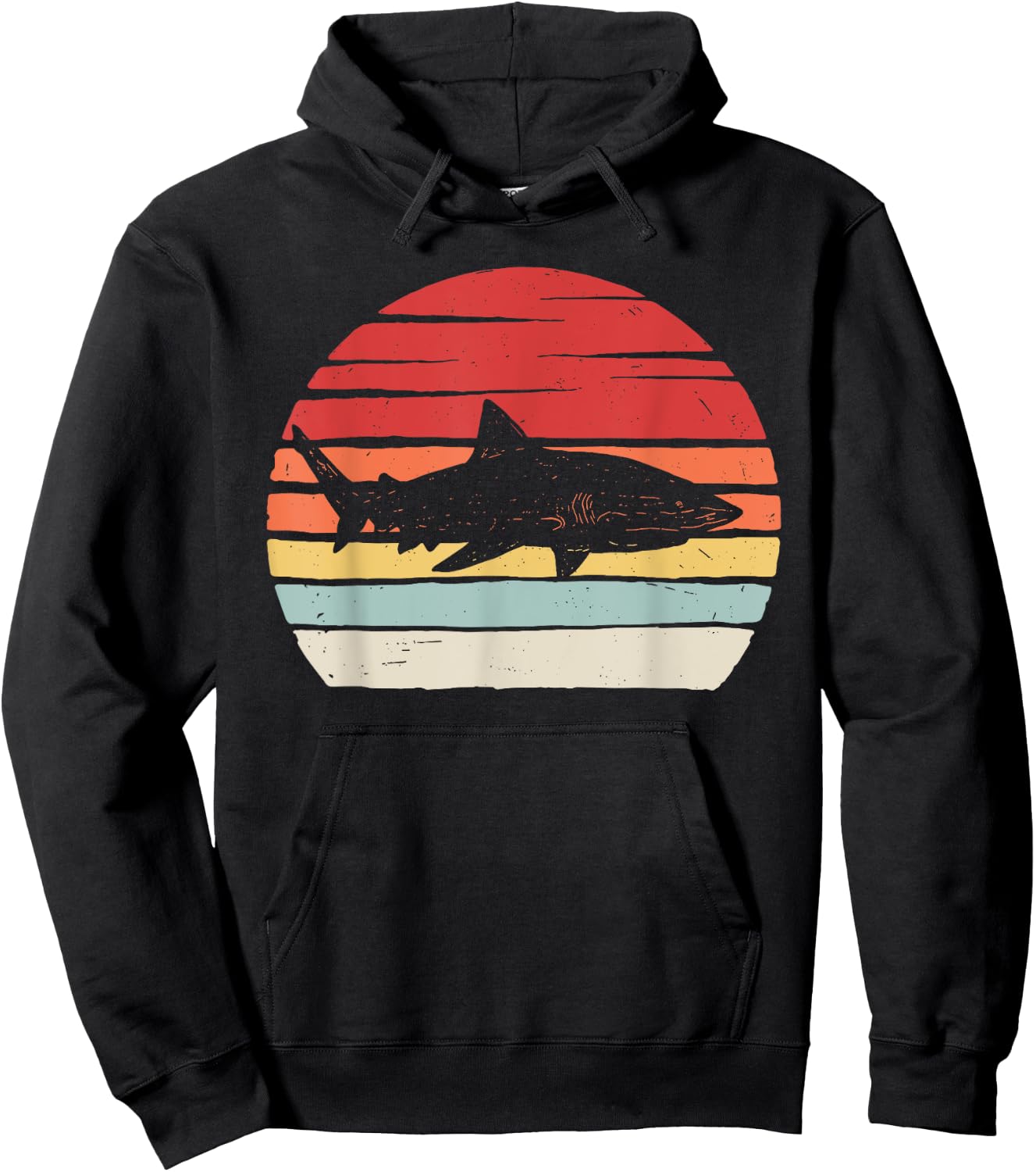 Vintage Retro Bull Shark Hoodie - Hoodie | Black