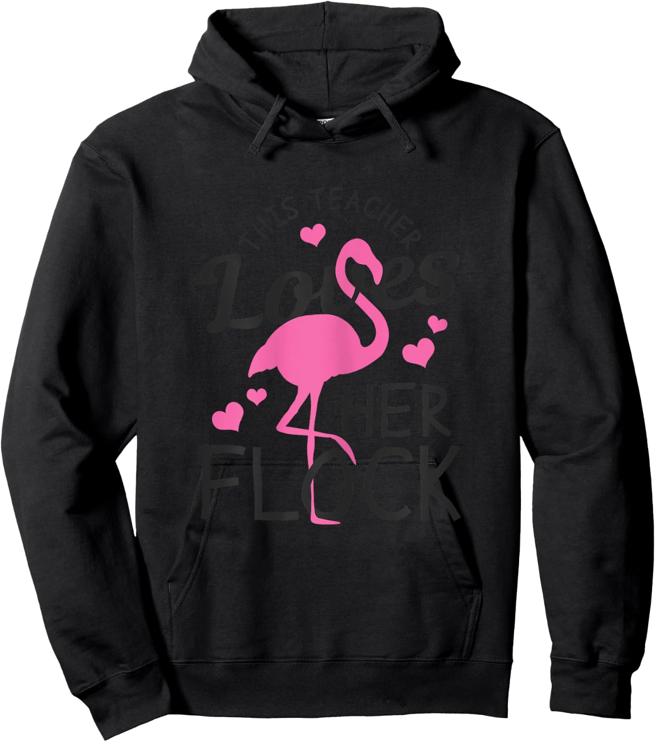 Teacher Flamingo This Teacher Loves Her Flock Funny Gift Hoodie - Hoodie | Black