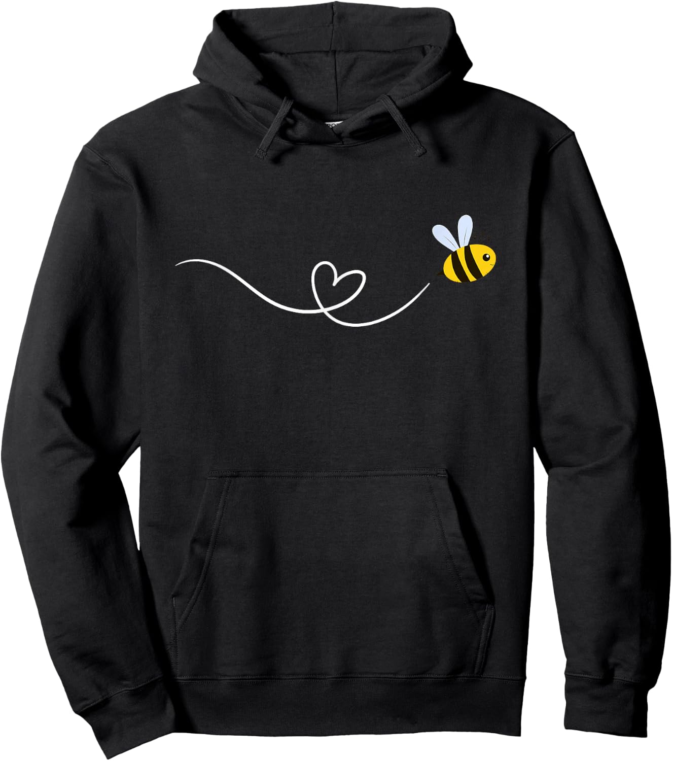 Bee Minimalist Art Line Hoodie - Hoodie | Black