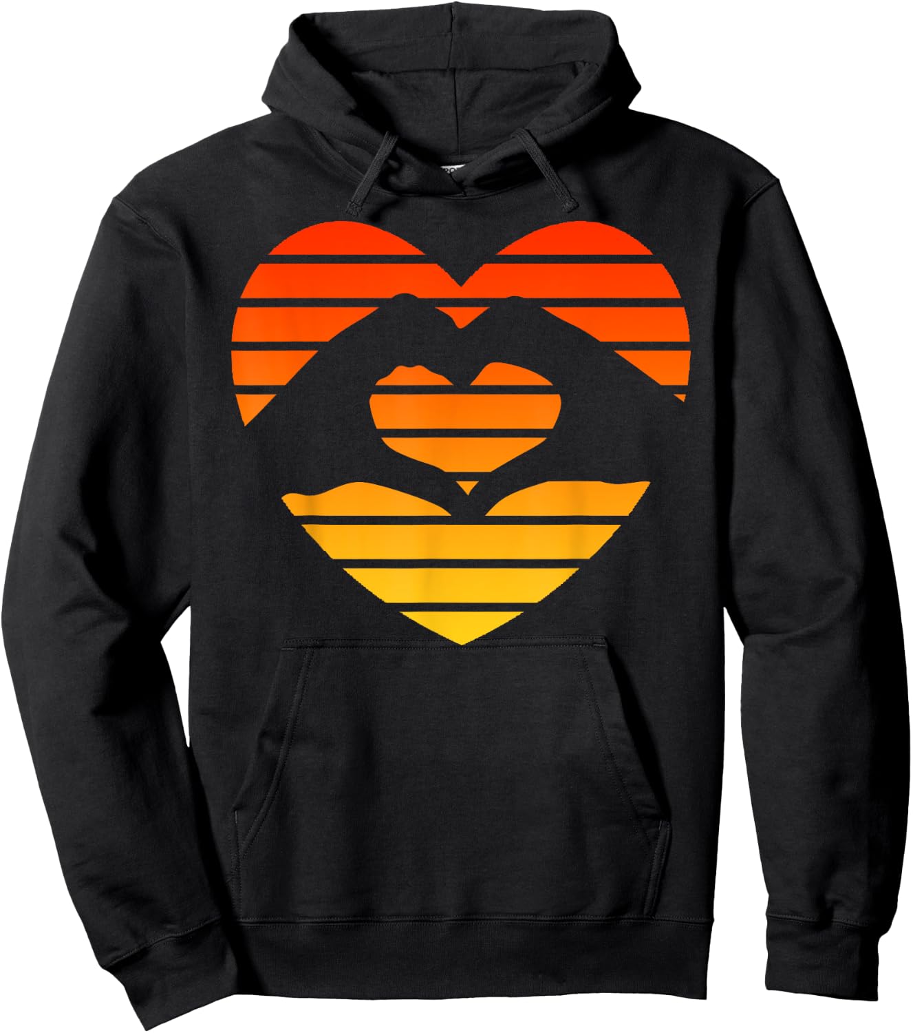 Sunset Sunrise Love Heart Hands Over Sun Hoodie - Hoodie | Black