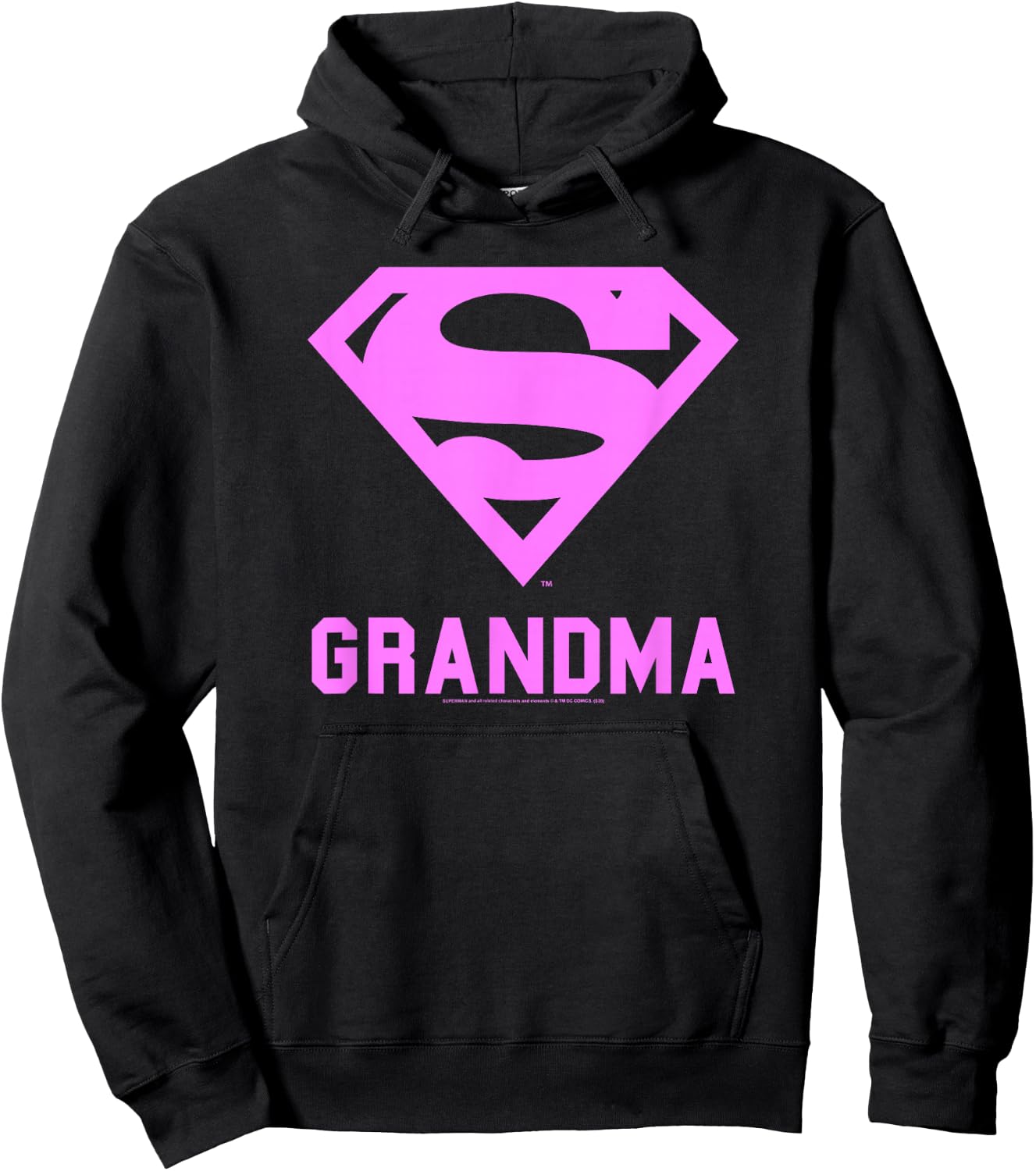 DC Comics Superman Pink Super Grandma Chest Logo Hoodie - Hoodie | Black