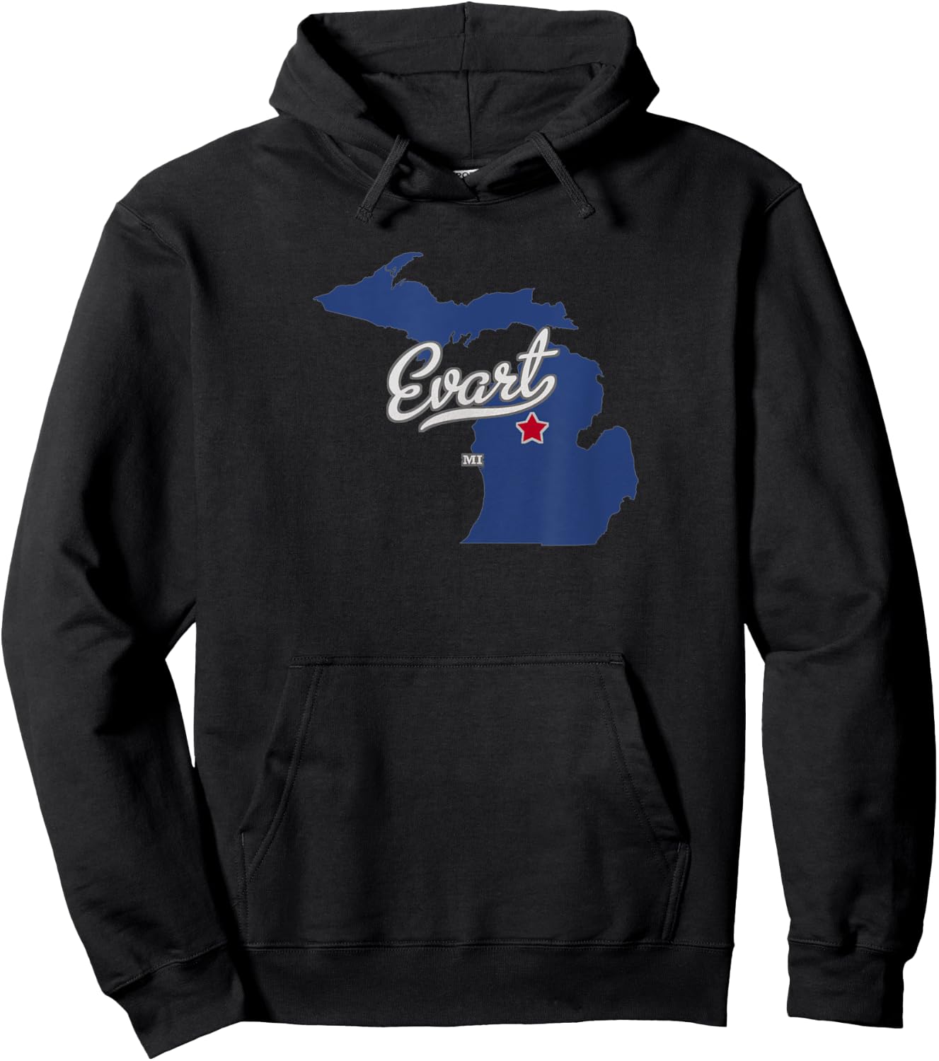 Evart Michigan MI Map Hoodie - Hoodie | Black