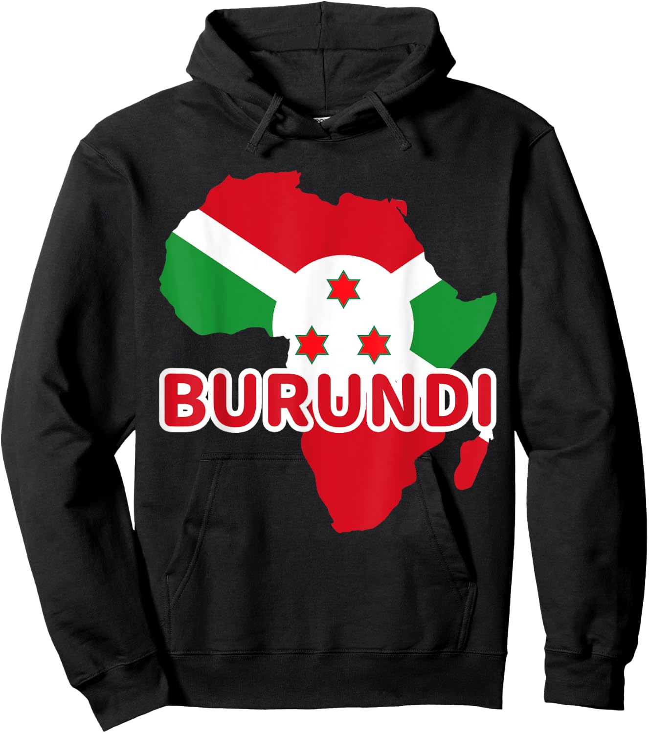 Burundi Burundian Pride Flag Map Africa Print Hoodie - Hoodie | Black