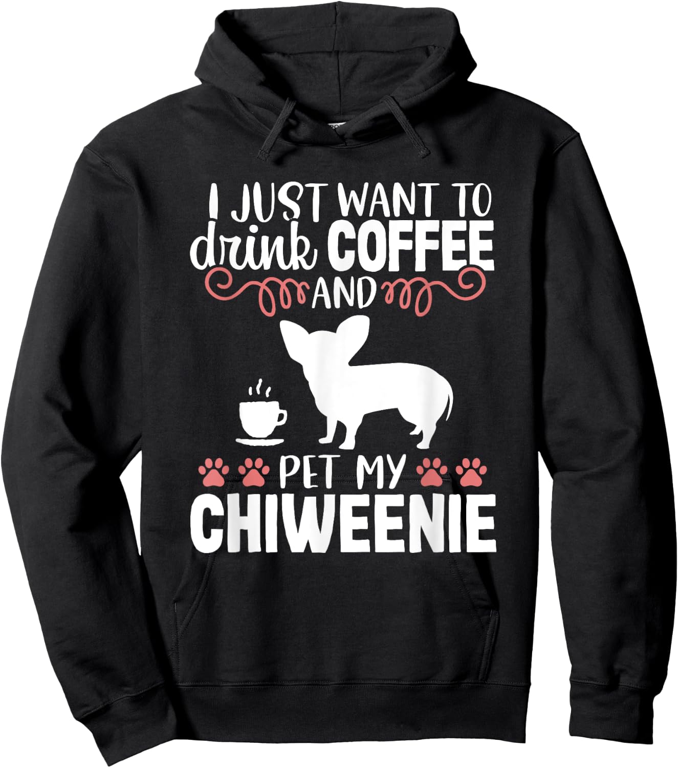 Coffee Funny Cute Dog Owner Lover Chiweenie Dog Mom Women Kids Hoodie - Hoodie | Black