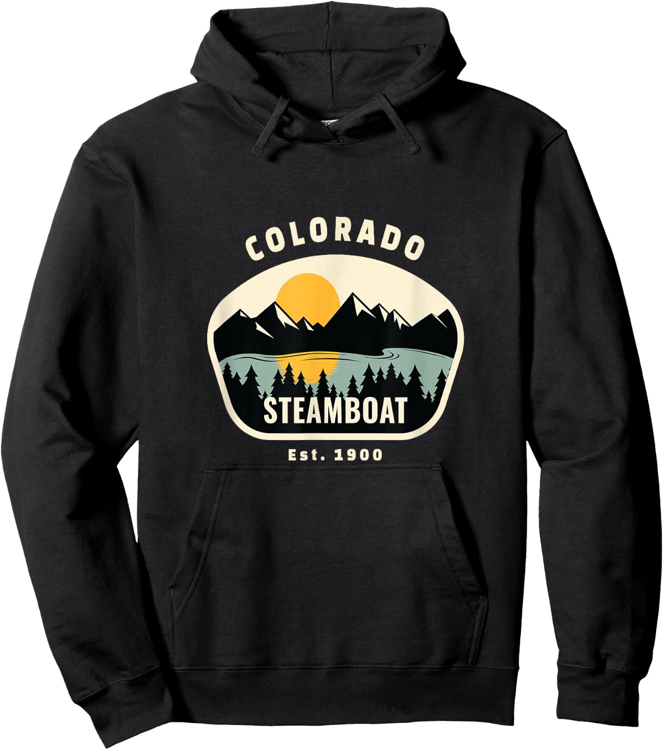 Unique Steamboat Springs Colorado Rocky Mountain Novelty Art Hoodie - Hoodie | Black