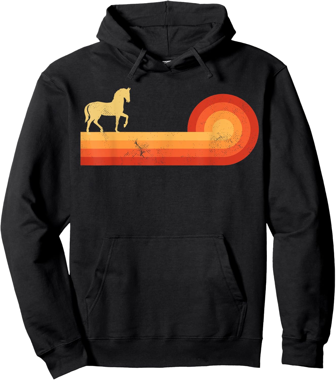 Horse Retro Vintage Sunset Farm Horseback Riding Equestrian Hoodie - Hoodie | Black
