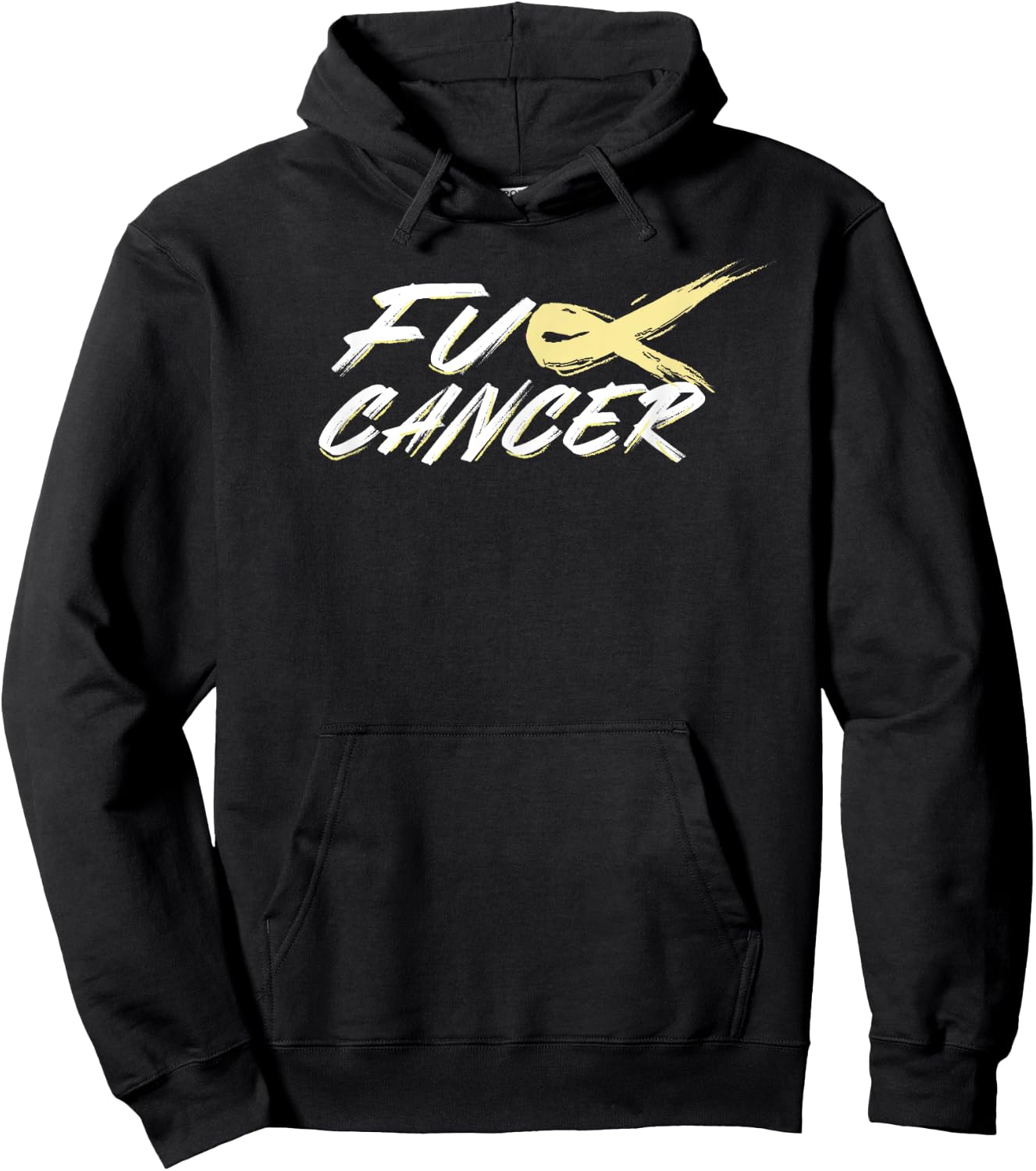 Fuck Bone Cancer F U FU Yellow Ribbon Cancer Awareness Hoodie - Hoodie | Black