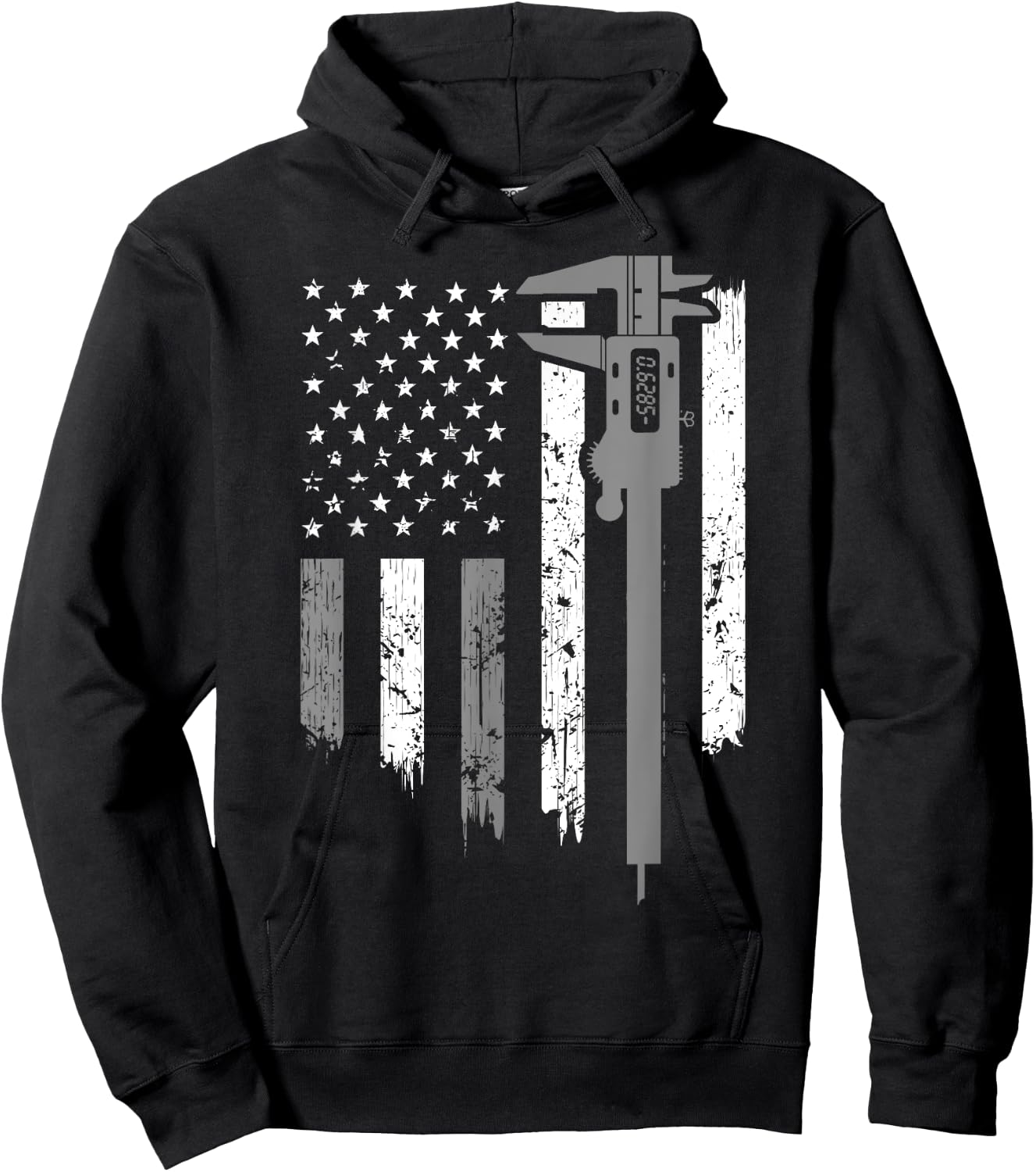 Funny USA Flag CNC Mechanic Tools Machinist Gift Men Women Hoodie - Hoodie | Black