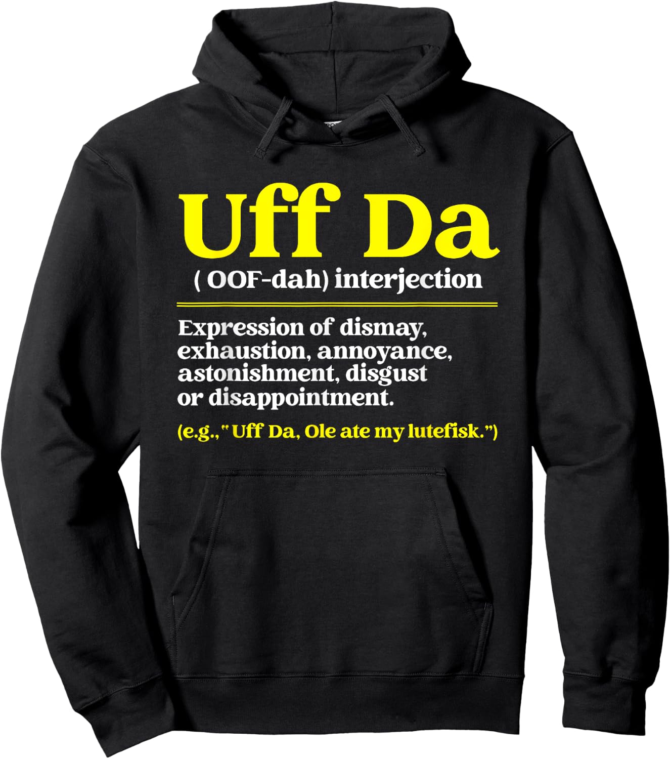 Nordic Countries Denmark Sweden Norway Roots Fan Uff Da Definition Funny Norwegian Quote Scandinavian Lover Kids Black Small Classic Fit Short Sleeve Hoodie - Hoodie | Black