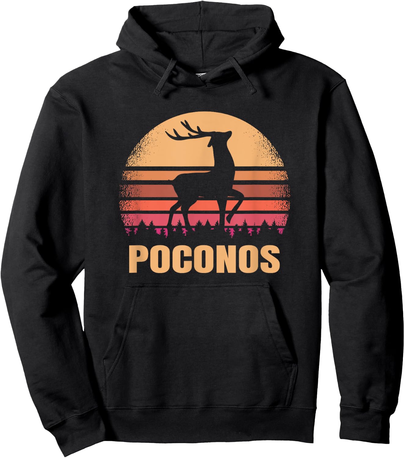 Poconos Pennsylvania Vintage Deer PA Distressed Buck Hoodie - Hoodie | Black