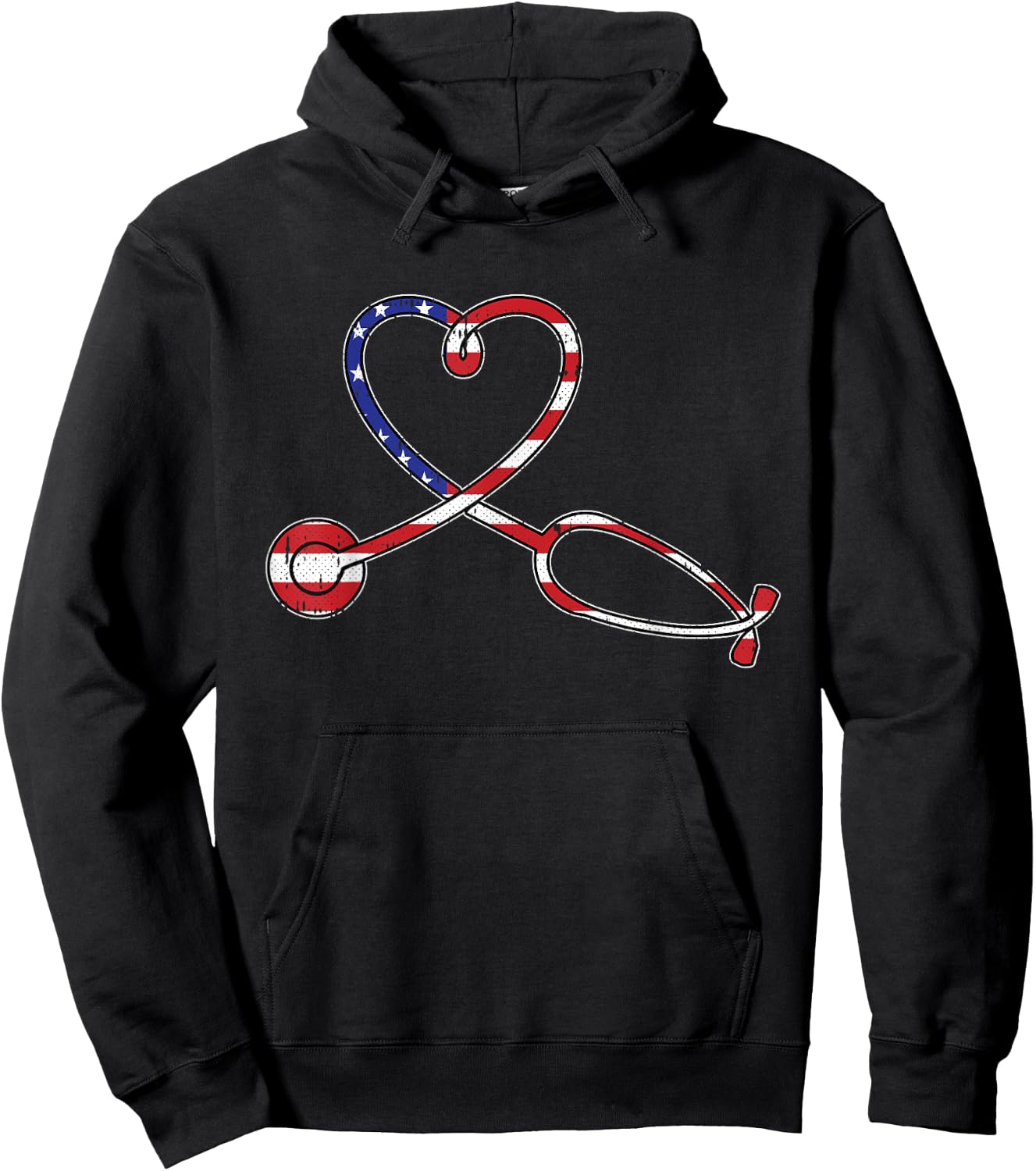 Nurse American Flag 4th Of July Heart Patriotic RN Nursing Hoodie - Hoodie | Black
