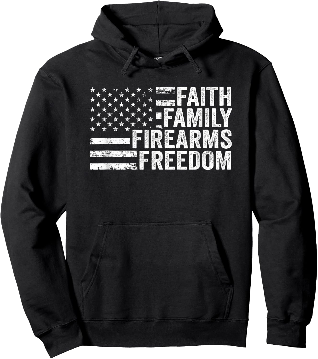 Faith Family Firearms & Freedom - Pro God Guns American Flag Women Men Hoodie - Hoodie | Black