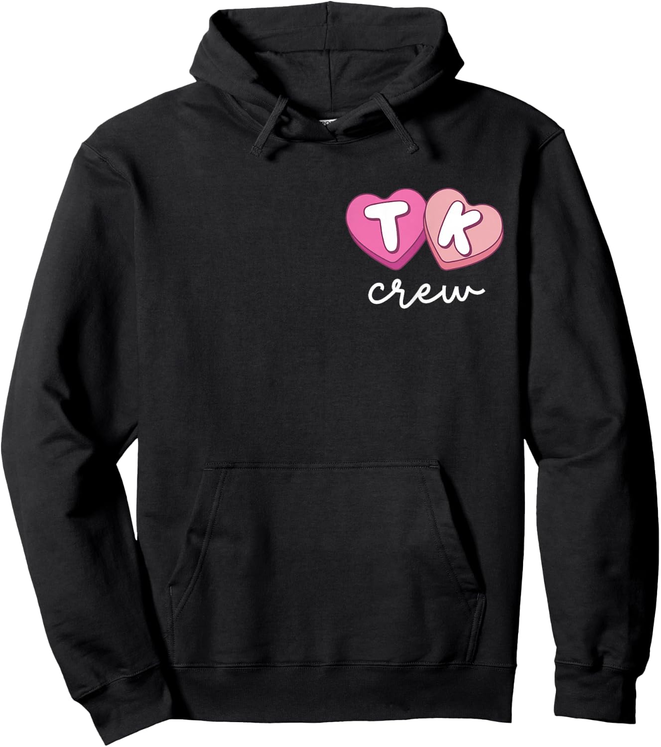 TK Crew Teacher Retro Valentines Day Candy Heart Back Design Hoodie - Hoodie | Black