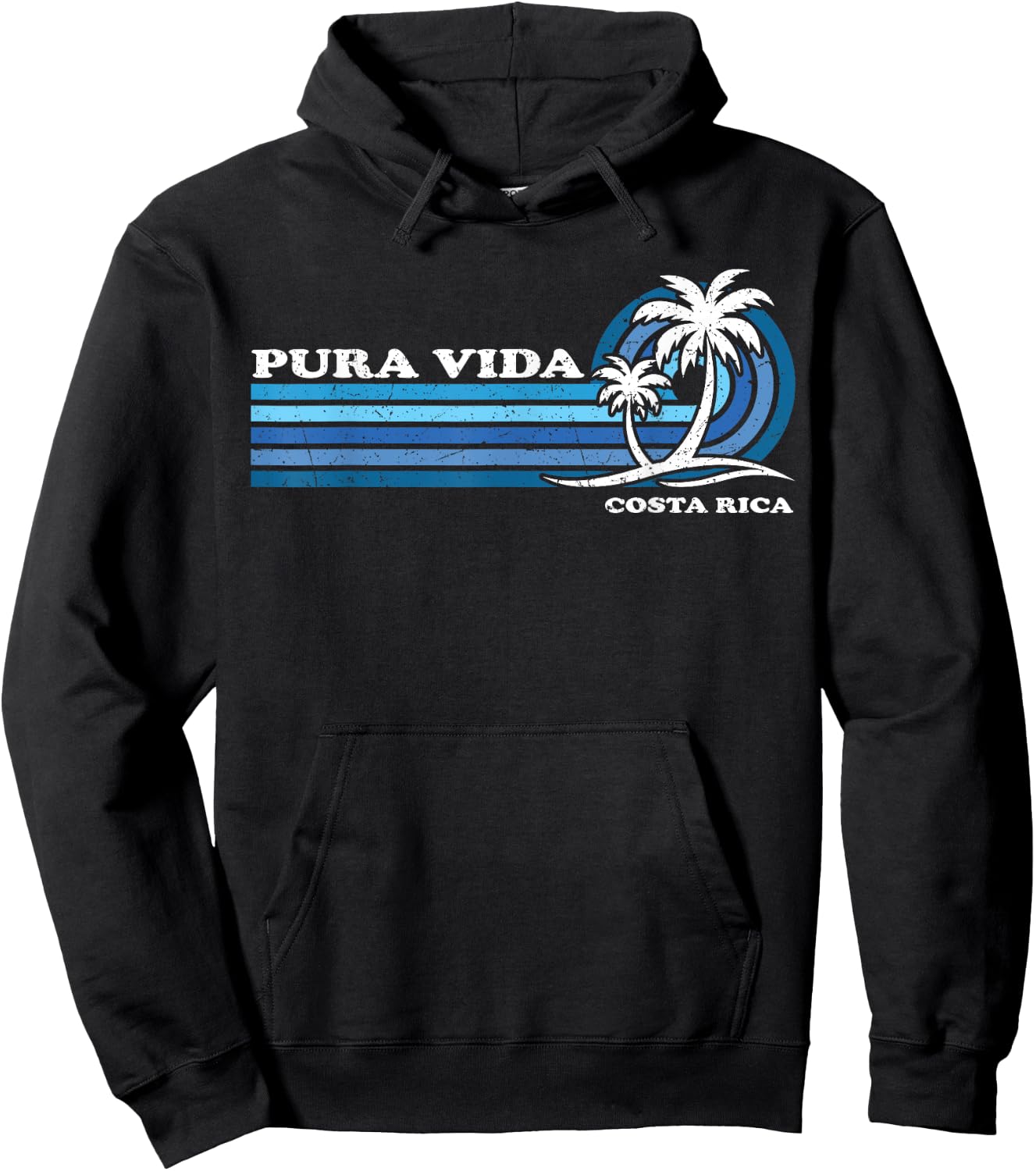 Vintage Retro Summer Vacation Costa Rica Pura Vida Beach Hoodie - Hoodie | Black