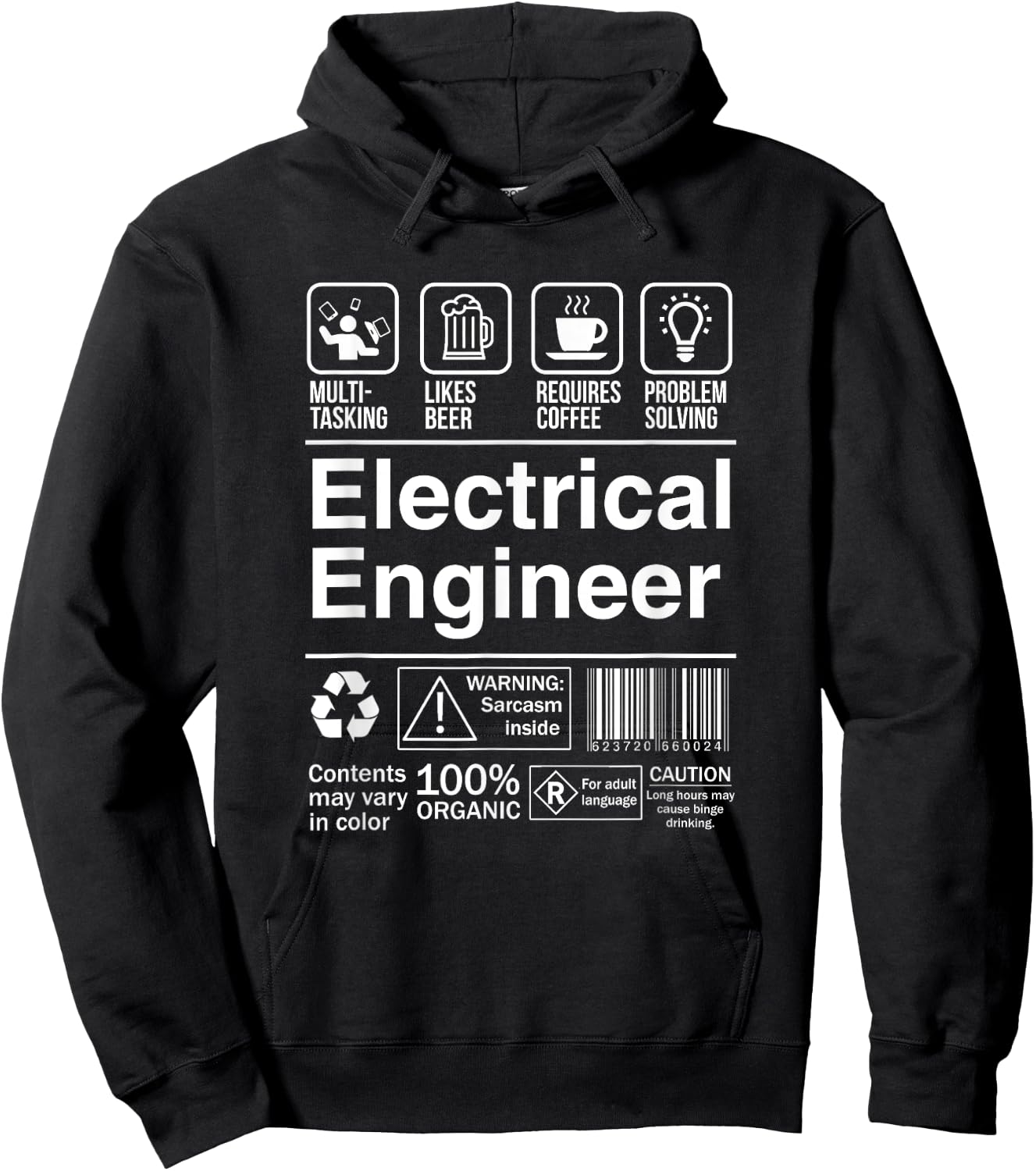 Electrical Engineer Funny Description Label Hoodie - Hoodie | Black
