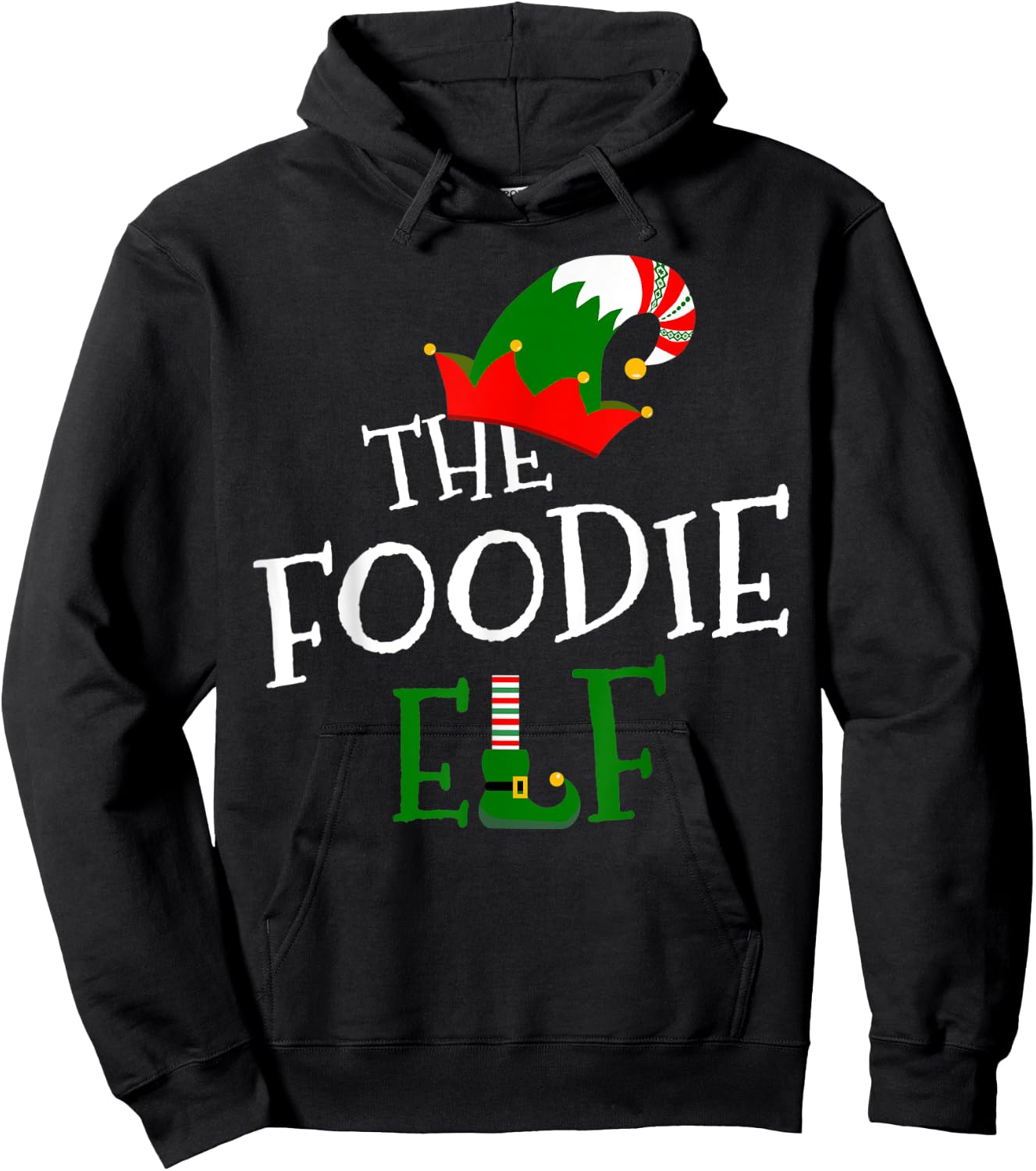 The Foodie Elf Family Matching Group Gift Christmas Costume Hoodie - Hoodie | Black