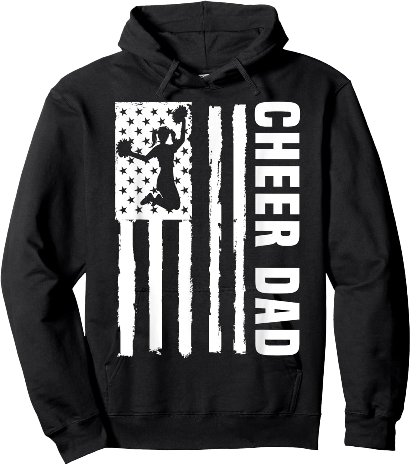 Cheer Dad Cheerleading American Flag Fathers Day Cheerleader Hoodie - Hoodie | Black
