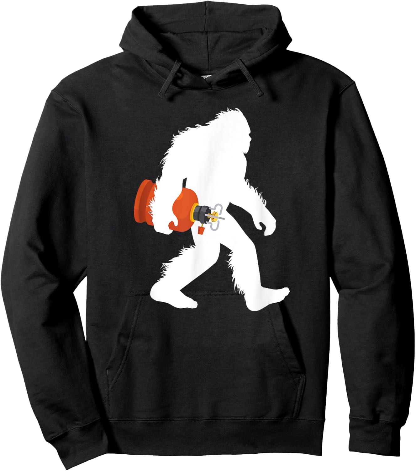Bigfoot Carrying Propane Tank Sasquatch BBQ Gas Burner Hoodie - Hoodie | Black