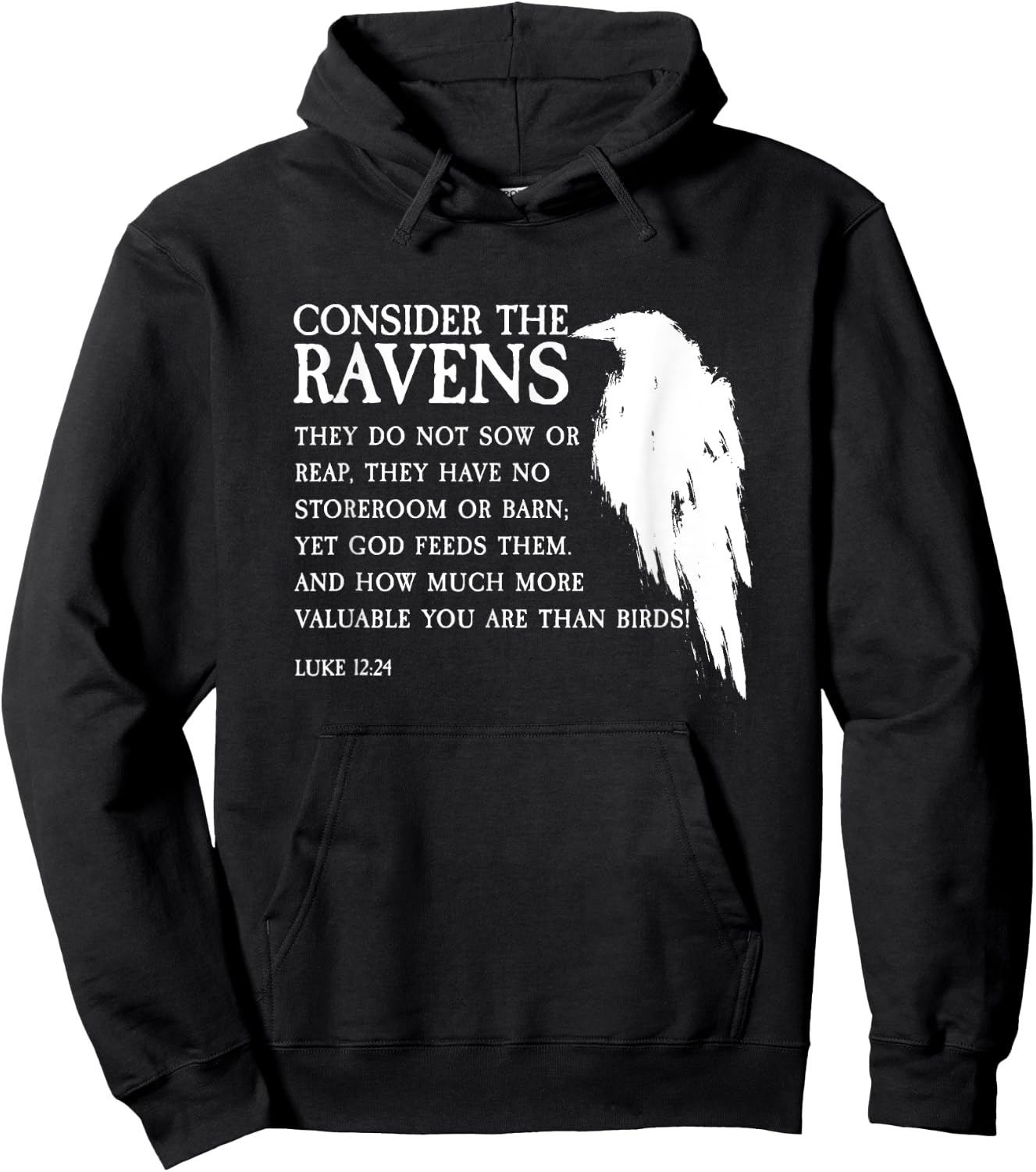 Consider The Ravens Luke 12:24 Hoodie - Hoodie | Black