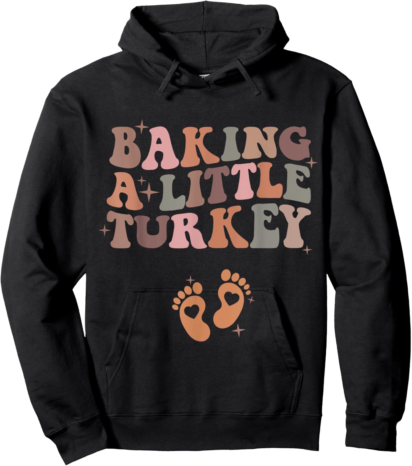 Baking A Little Turkey Pregnancy Announcement Baby Reveal Hoodie - Hoodie | Black