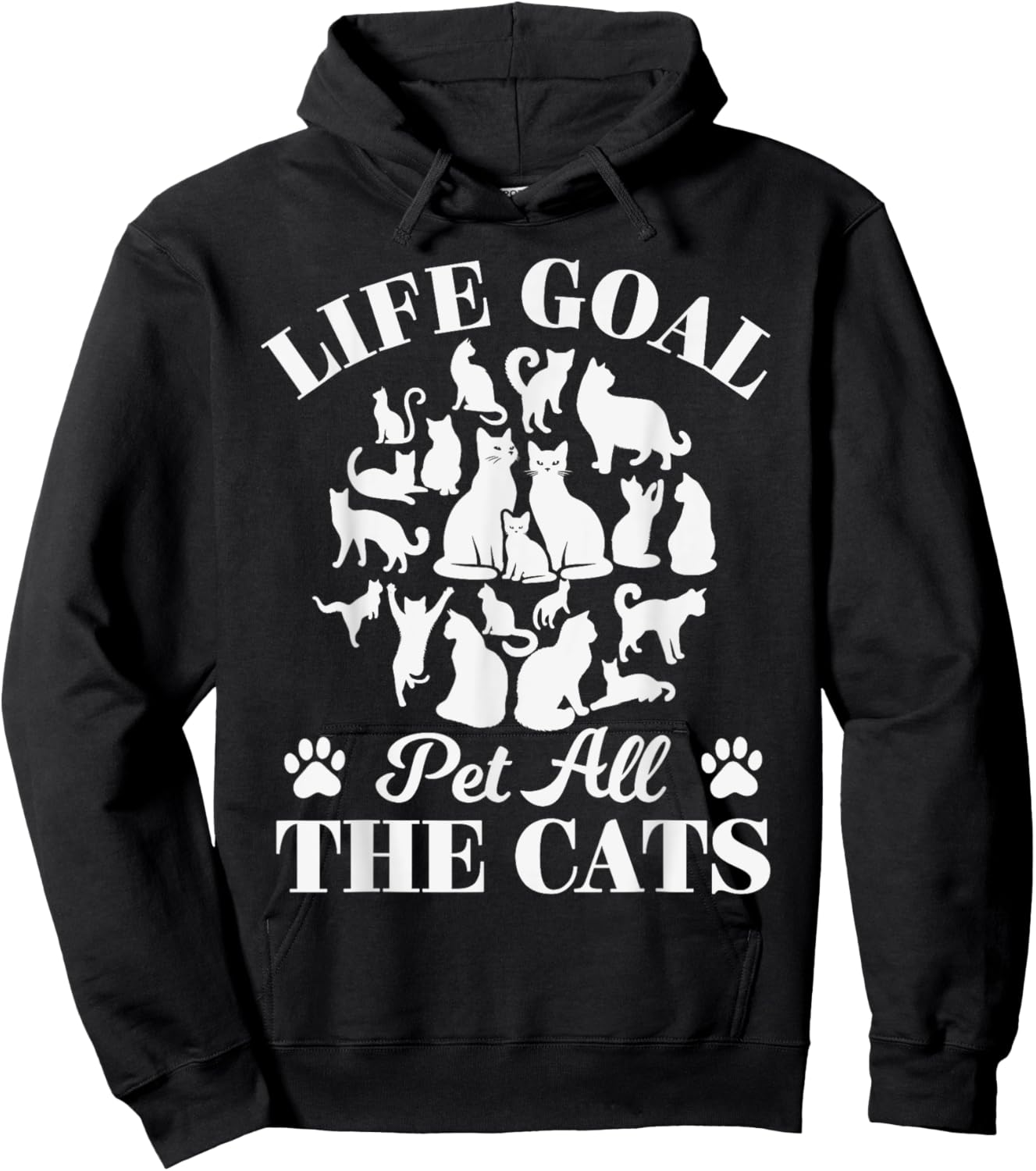 Life Goal Pet All The Cats Cat Dad Cat Mom Cats Lover Hoodie - Hoodie | Black
