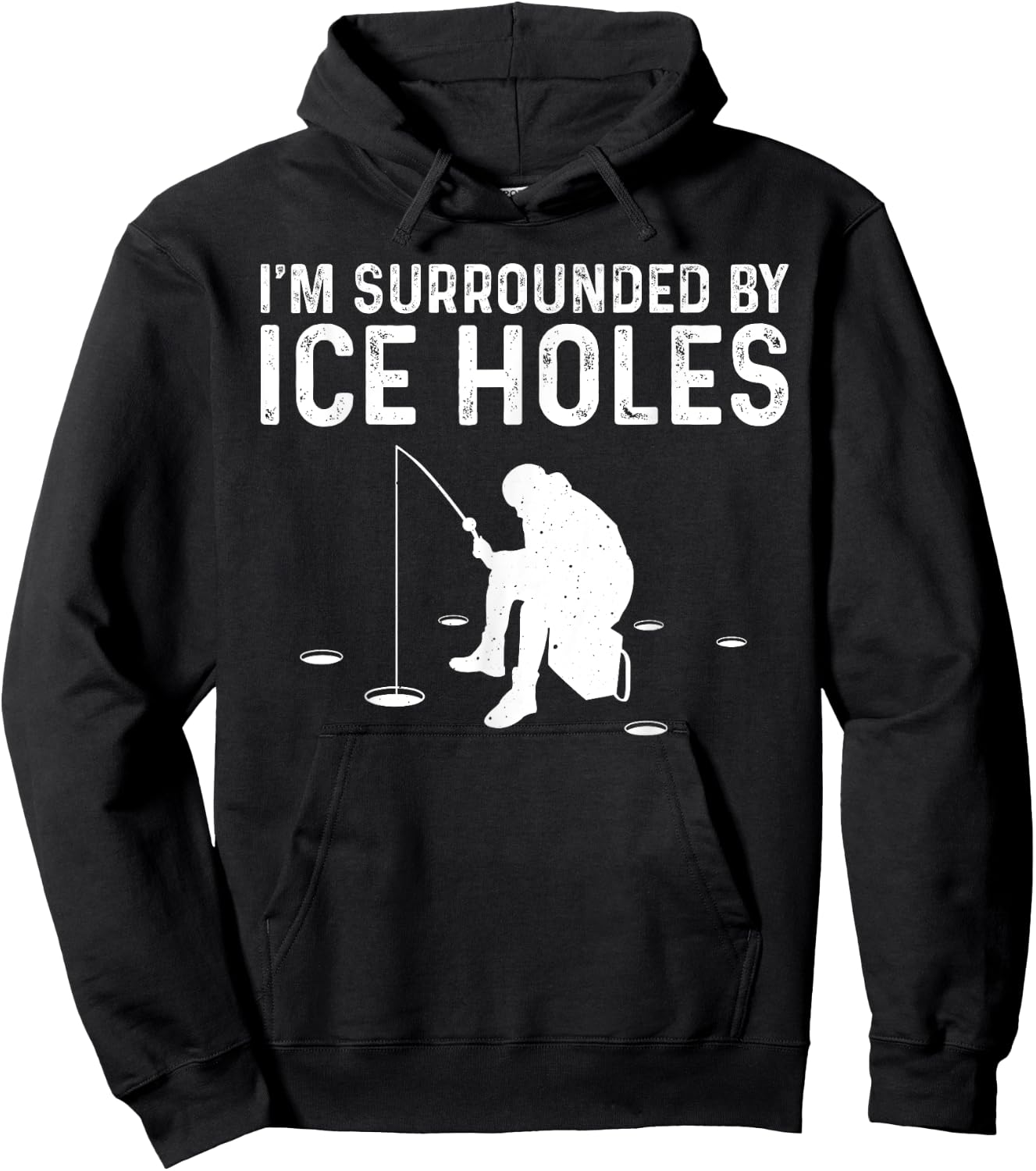 Funny Ice Fishing Gift Women Snow Holes Fishermen Hoodie - Hoodie | Black