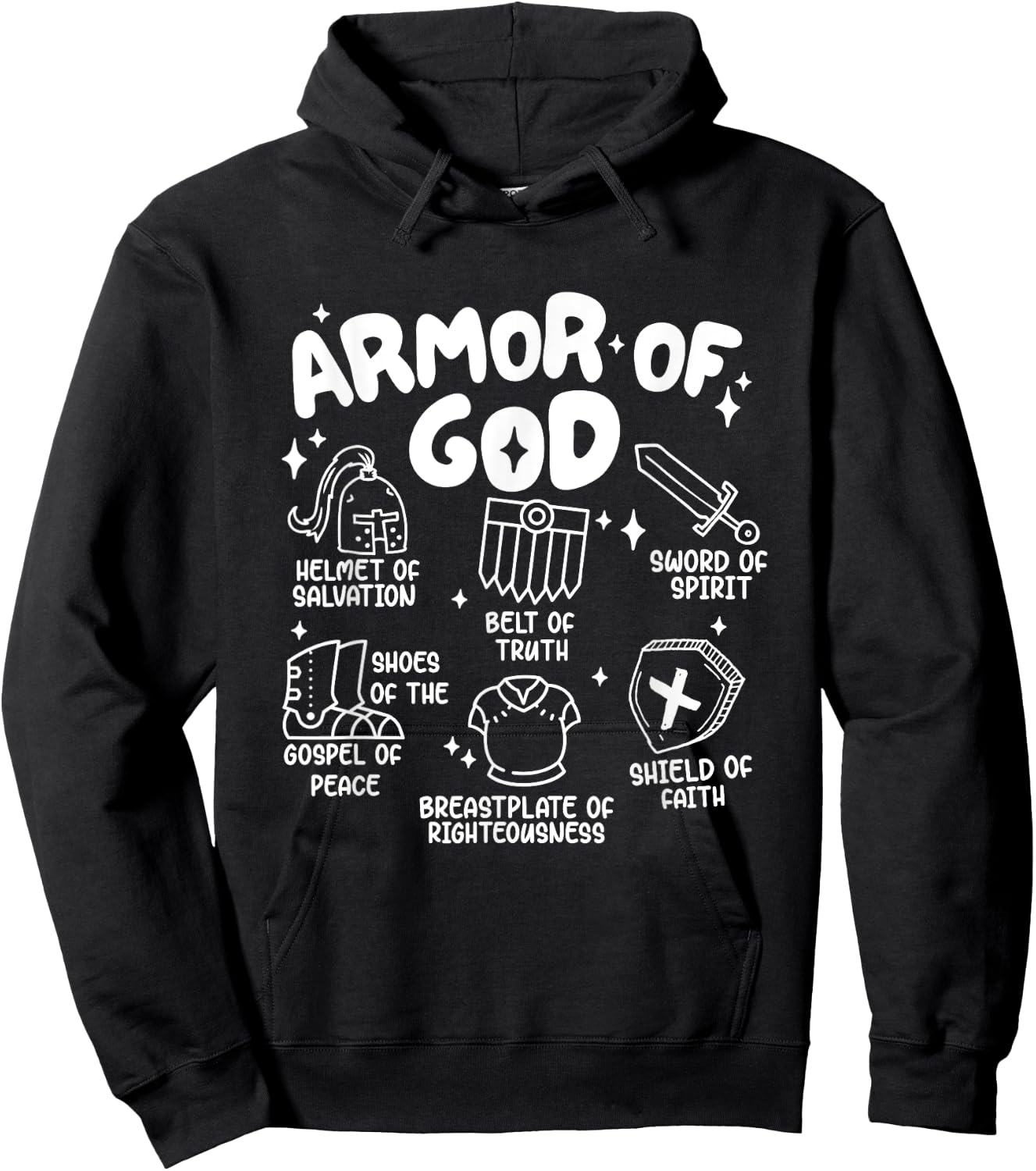 Armor Of God put on the armor of God Christian bible verses Hoodie - Hoodie | Black