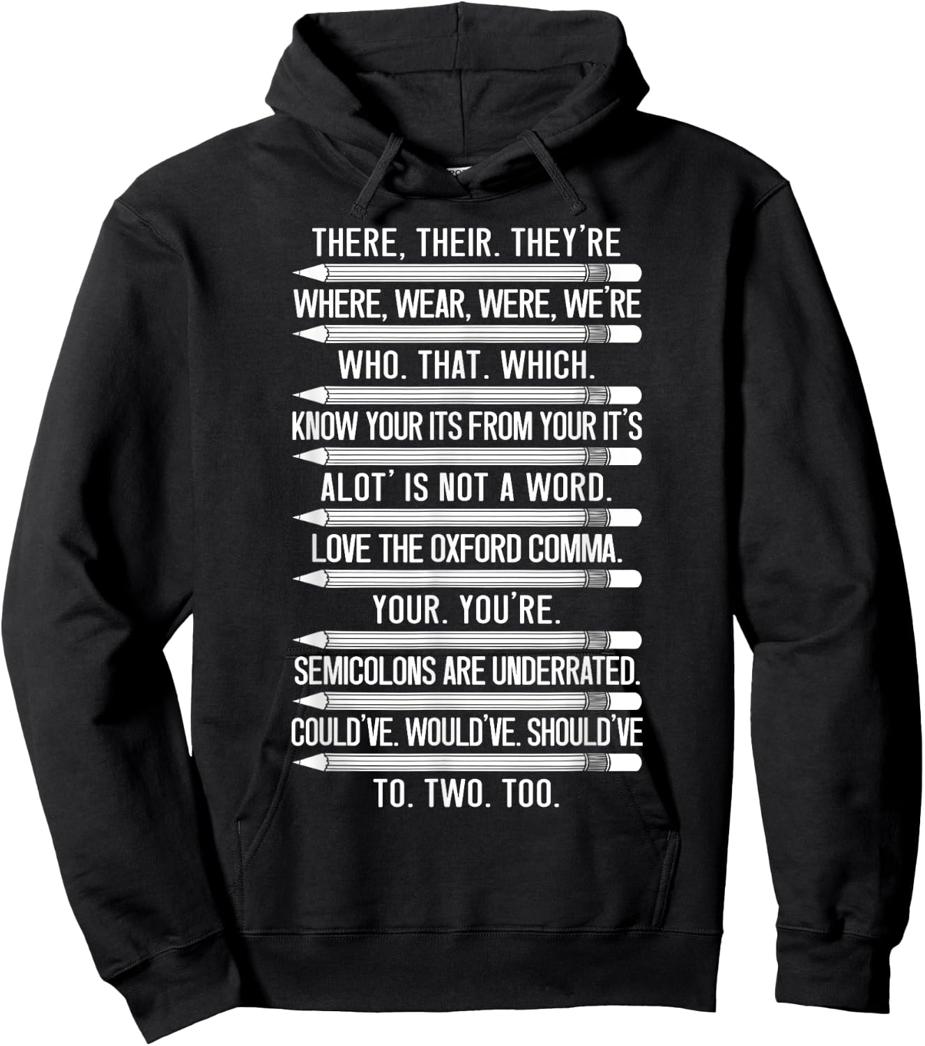 Funny Grammar Police Grammar Nazy English Writing Teacher Hoodie - Hoodie | Black